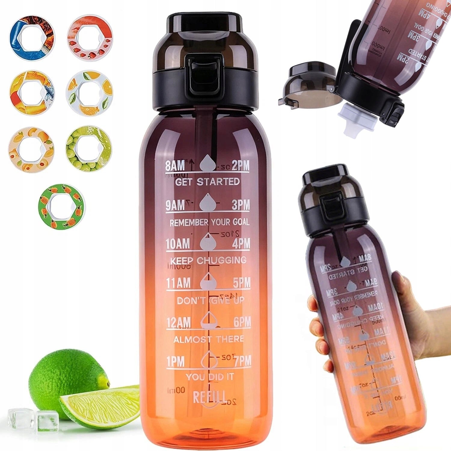 FLAVOR BOTTLE WATER BOTTLE + 7 PODS SET OF 1000ml zero sugar ,calories