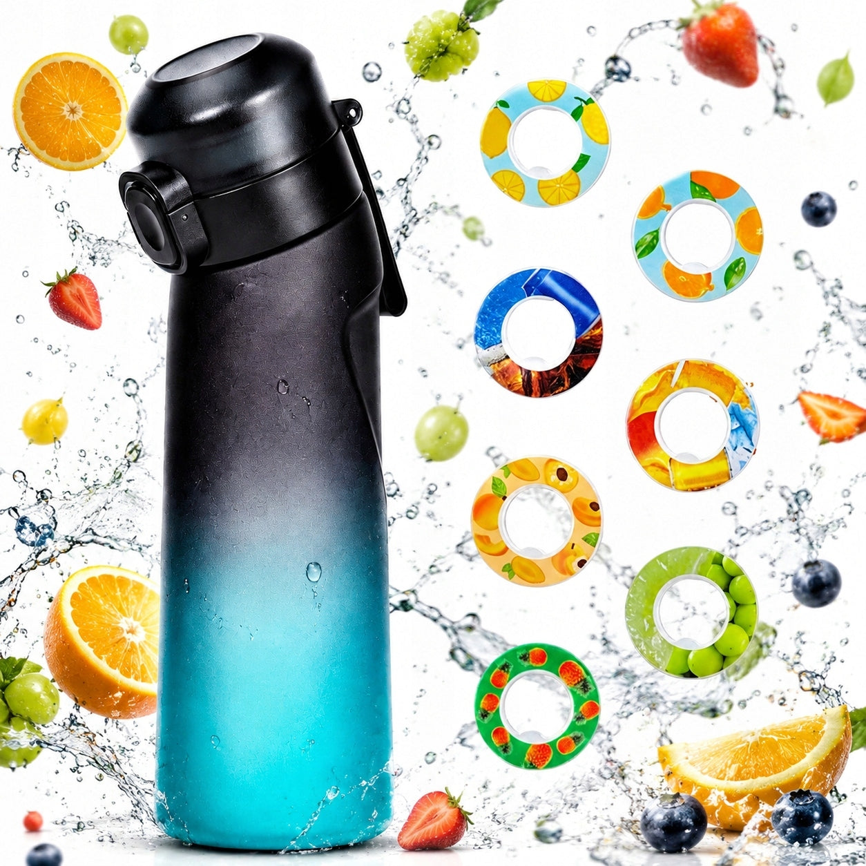 FLAVOR BOTTLE WATER BOTTLE WITH 7 PODS SET OF zero sugar and calories 0,65 l