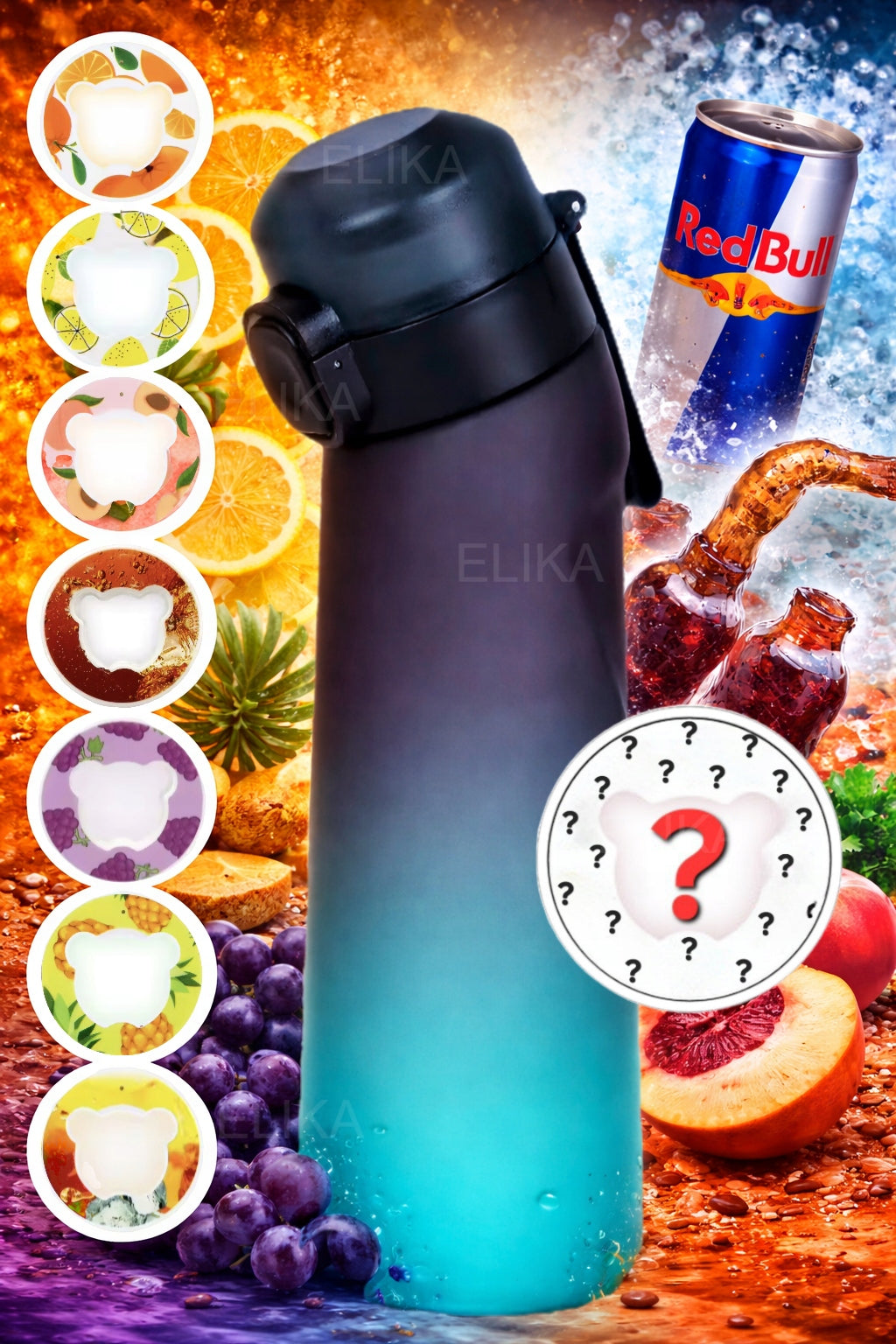 FLAVOR BOTTLE WATER FLAVORING WATER BOTTLE SET OF 8 CARTRIDGES / PODS