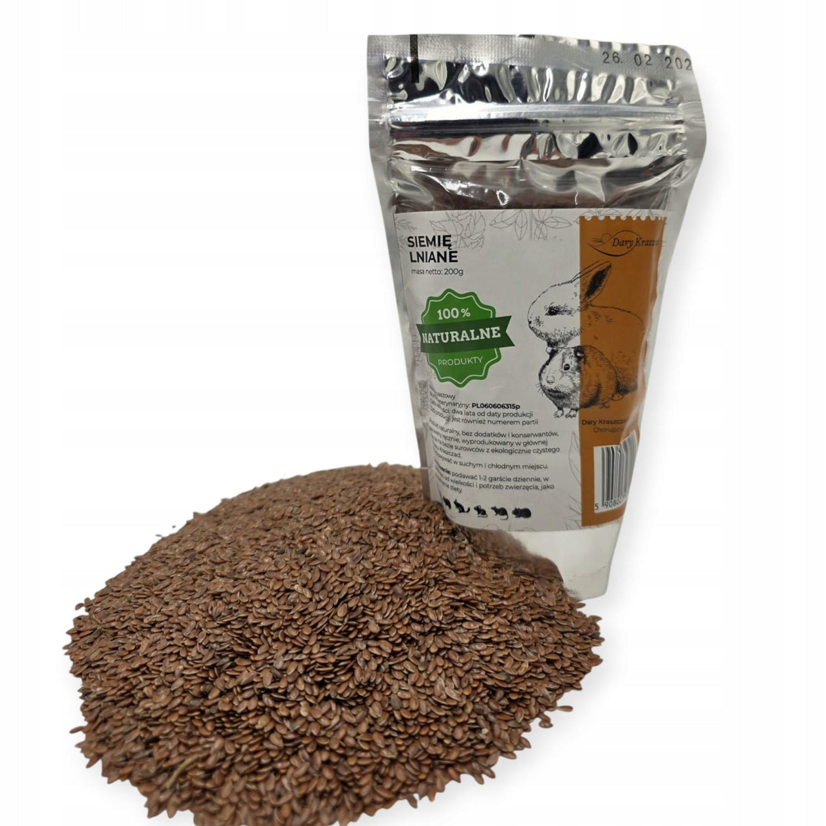 FLAXSEED 200 g FOR PIG RABBITS PARROT MICE RODENTS BIRDS Packaging status original