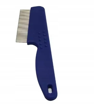 FLEA AND PARASITE REMOVAL COMB FOR DOGS AND CATS - BLUE Bristles stainless steel