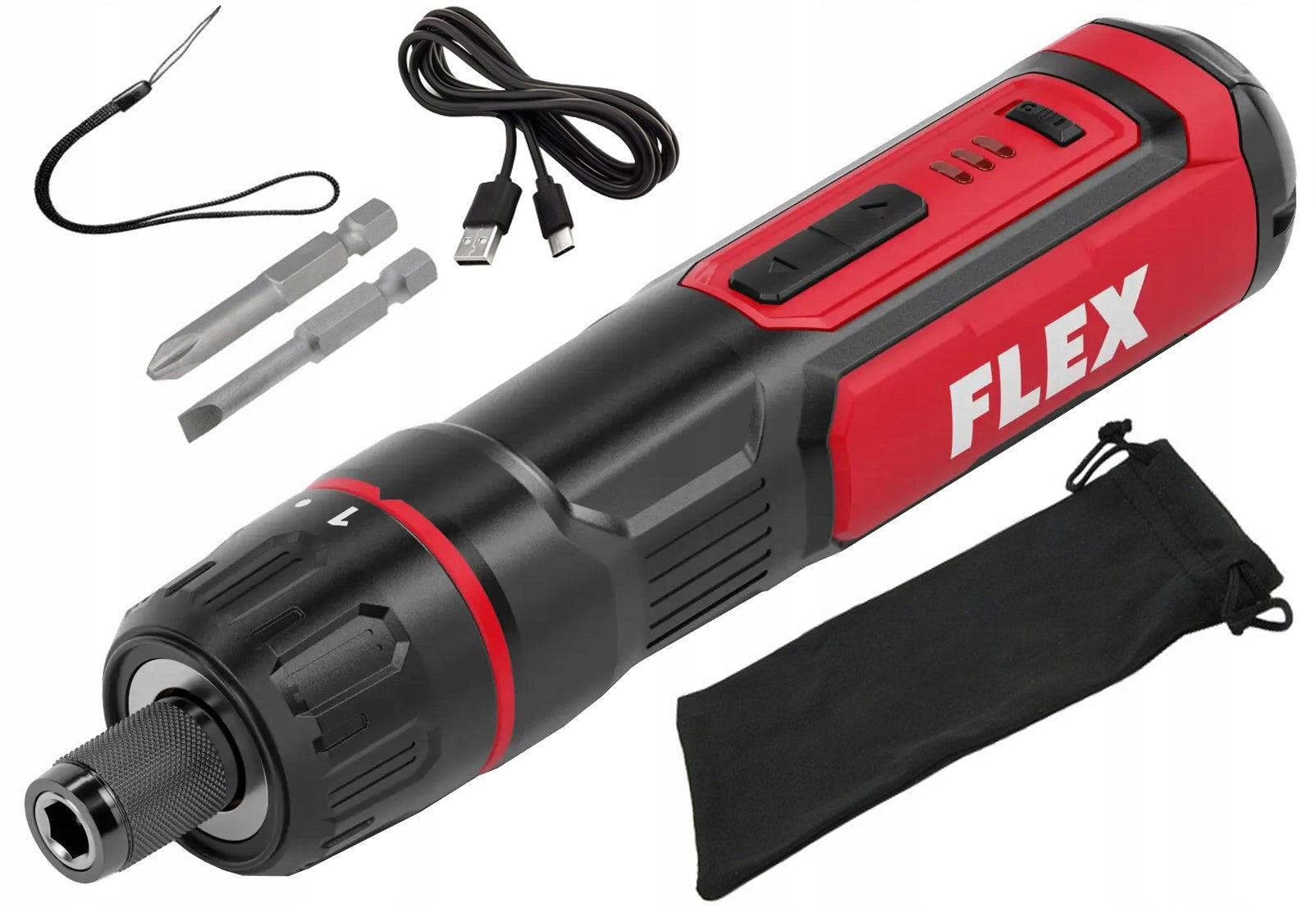 FLEX SCREWDRIVER CORDLESS SCREWDRIVER BITS USB COVER LANYARD SD 7-320 4