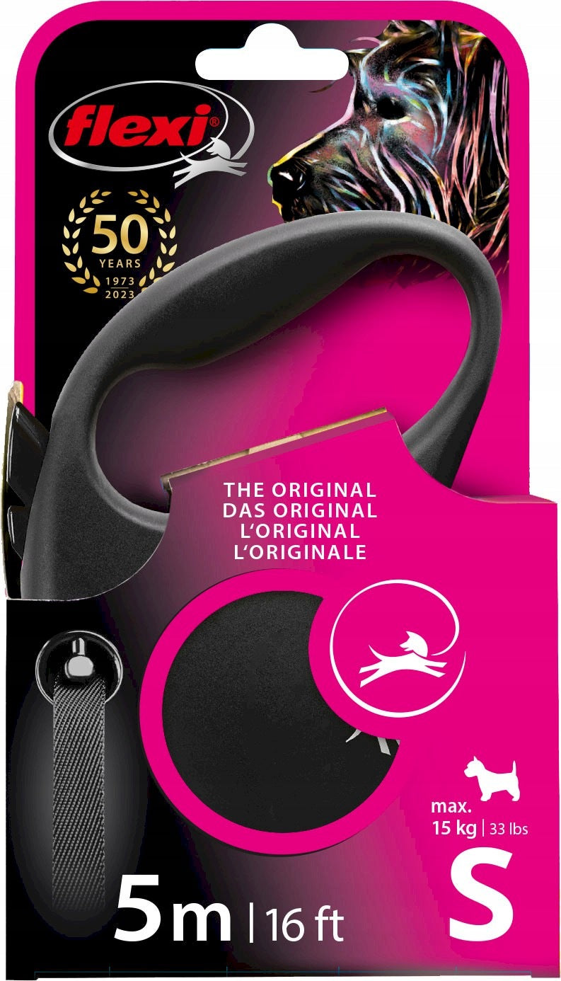 FLEXI Fun Tape Lanyard S / 5m Black For Dog Packaging status original