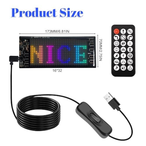 FLEXIBLE LED DISPLAY 70 X 170 MM PROGRAMMABLE FOR CAR Manufacturer code Nieoznaczona