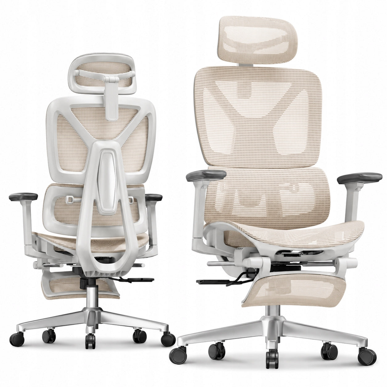 FLEXISPOT Ergox Fotel Biurowy Regulacja 5D Adaptacyjne Lędźwie Siatka 135°