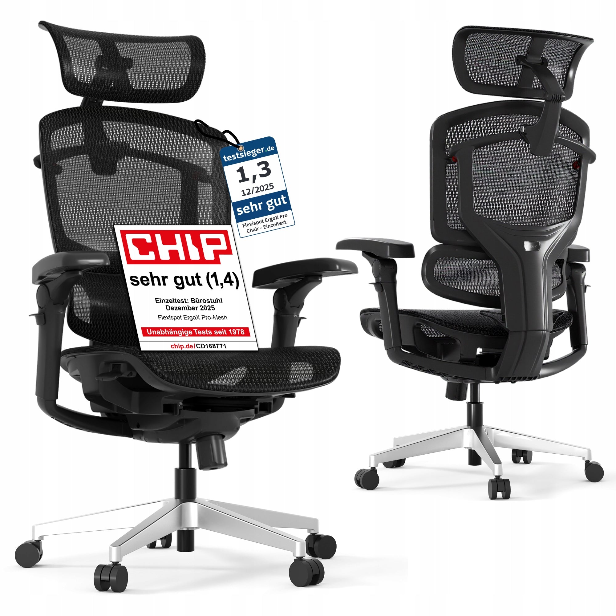 FLEXISPOT Ergox-Pro Krzesło ergonomiczny 250KG 5D lędźwie 7D podłokietniki