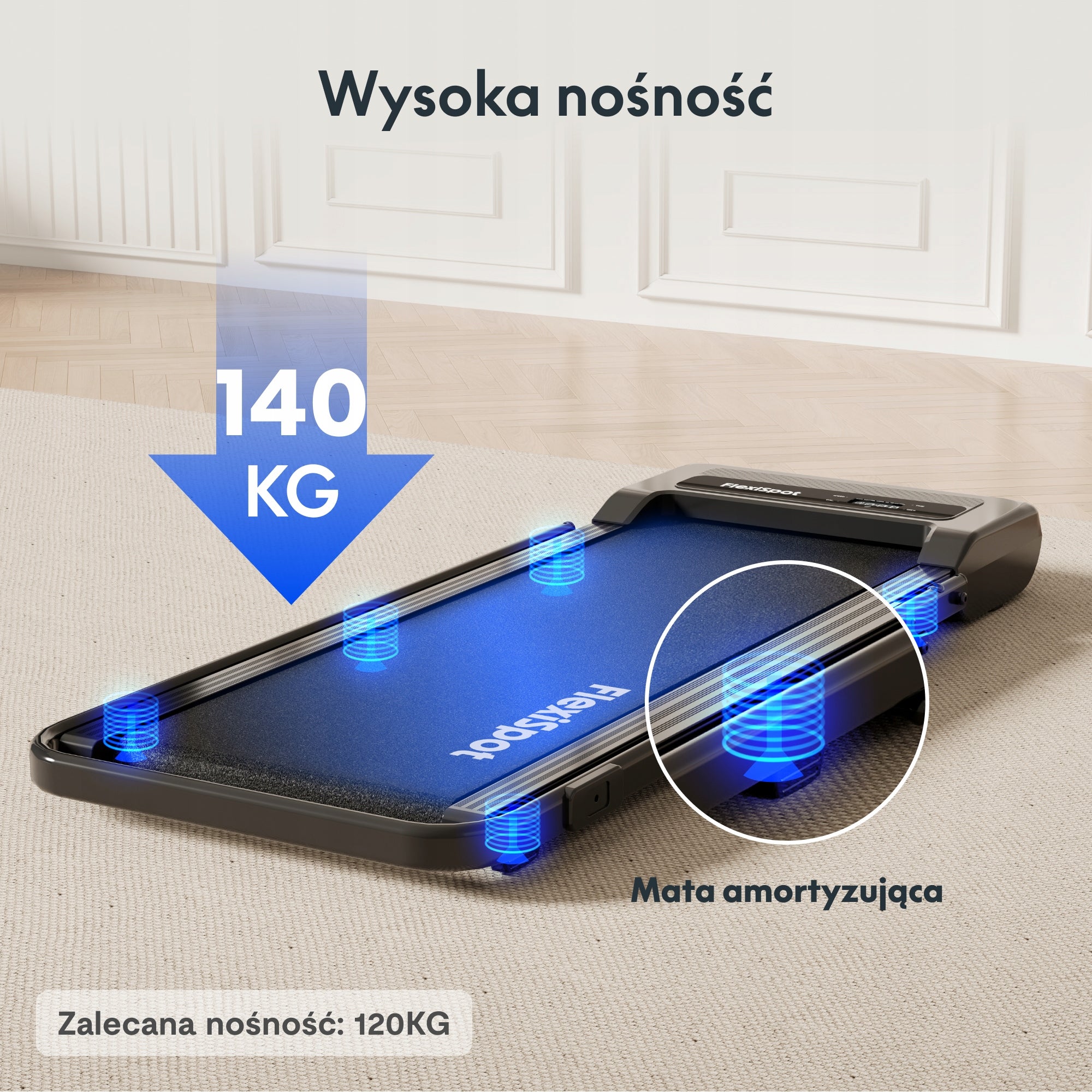 FLEXISPOT Max Walking Pad do biurka 1-12km/h 140kg uchwyt tablet domowa Brand Flexispot