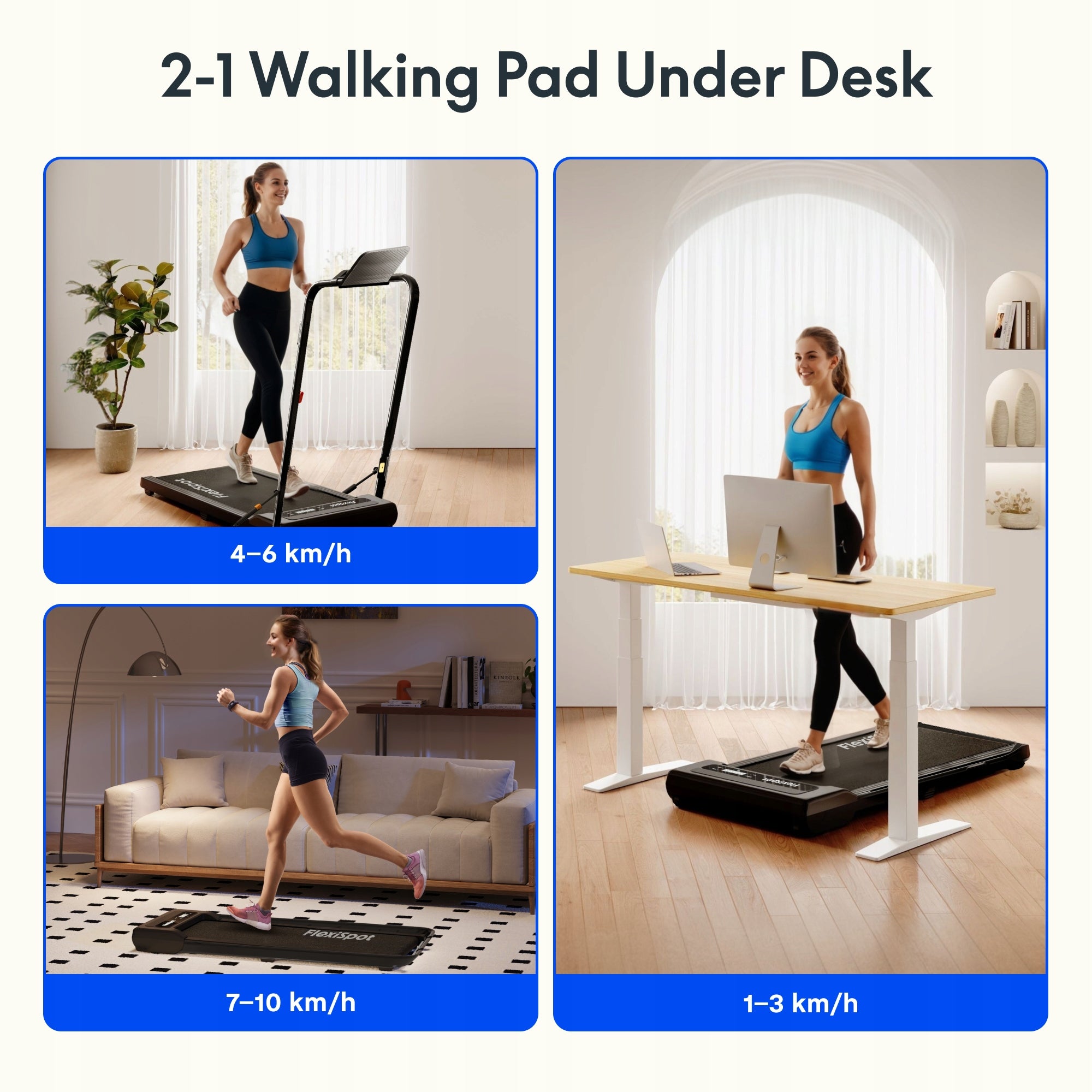 FLEXISPOT Max Walking Pad do biurka 1-12km/h 140kg uchwyt tablet domowa Manufacturer code GP018B-Max