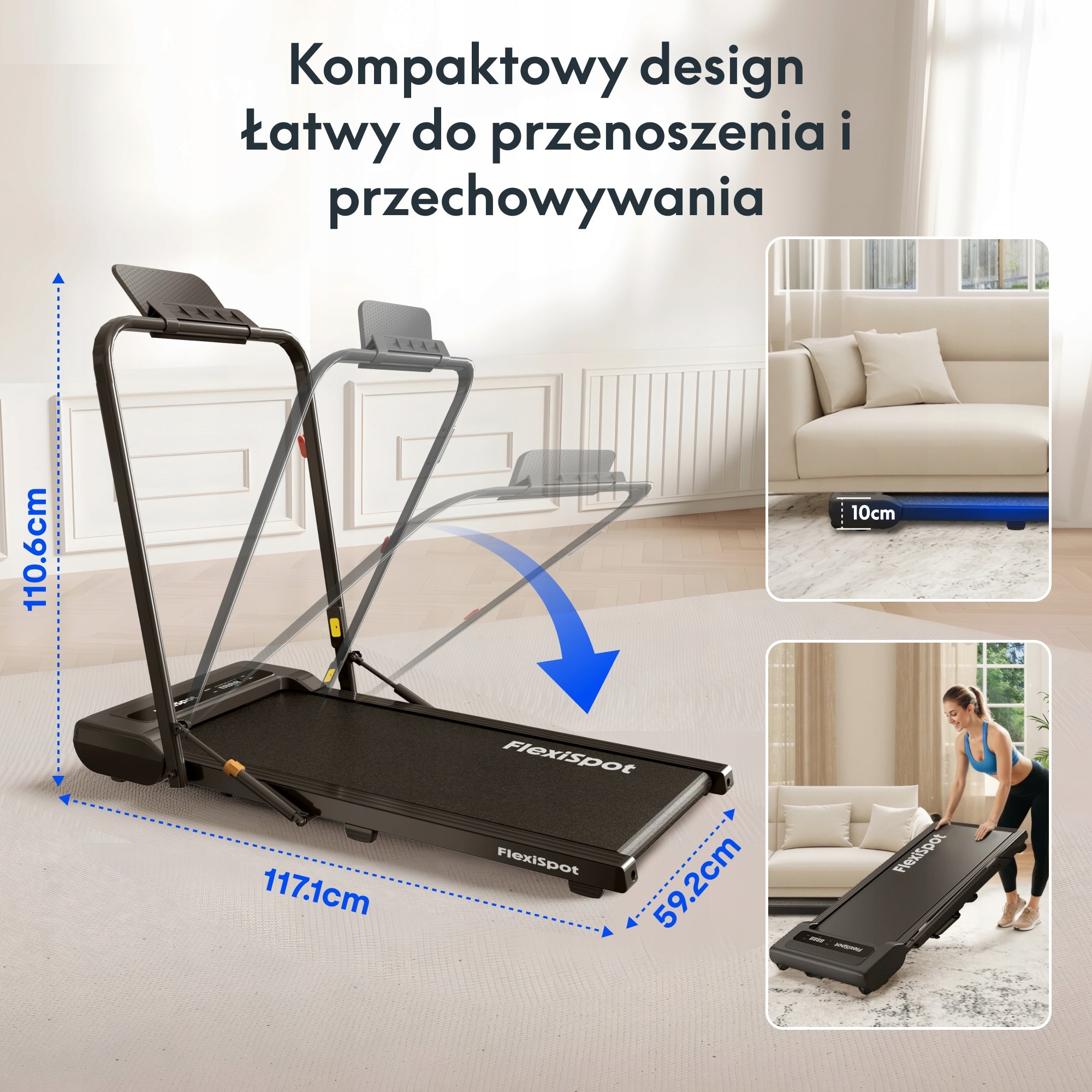 FLEXISPOT Max Walking Pad do biurka 1-12km/h 140kg uchwyt tablet domowa Maximum user weight 140 kg