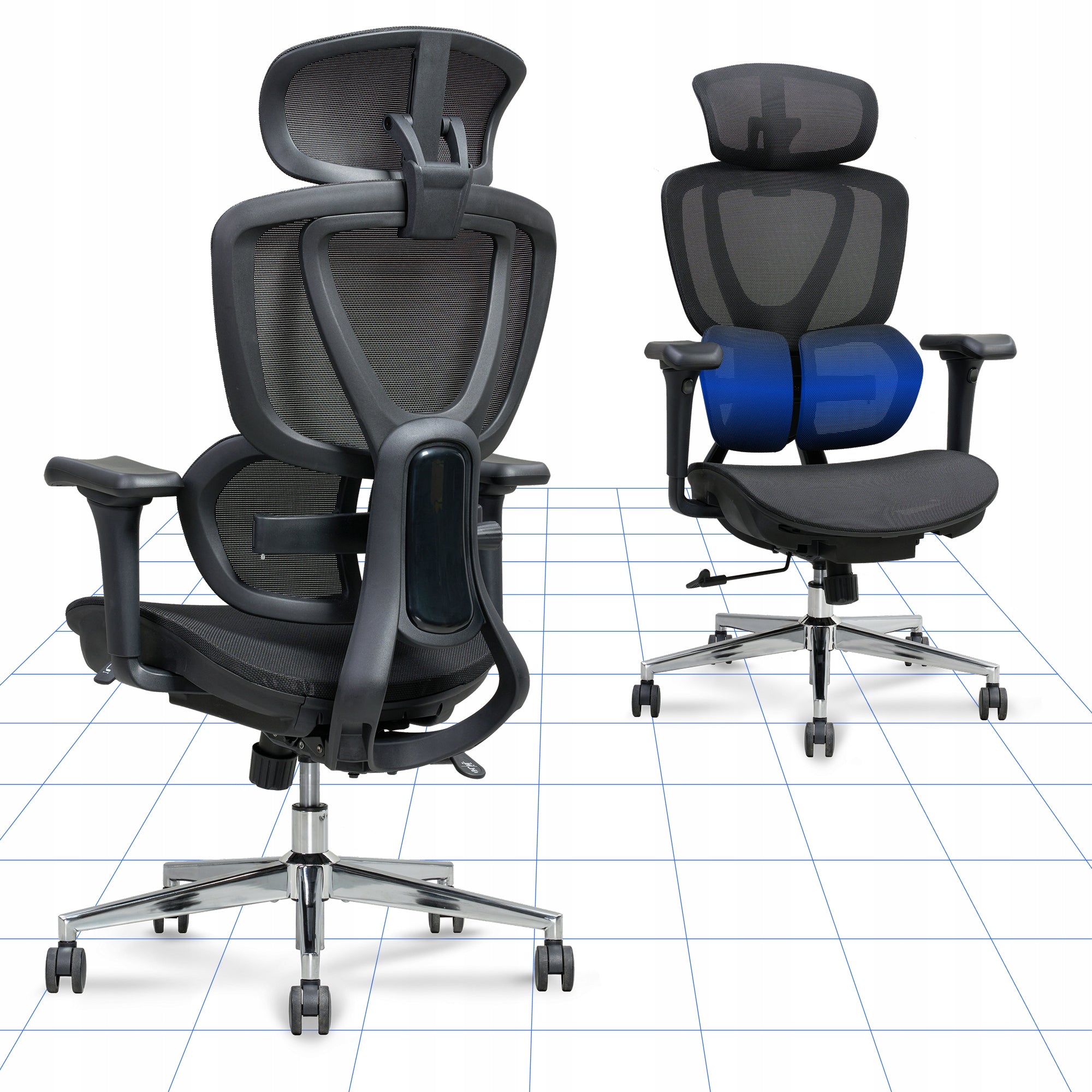 FLEXISPOT OC8 Fotel ergonomiczny Adaptacyjne podwójne skrzydłowe podparcie