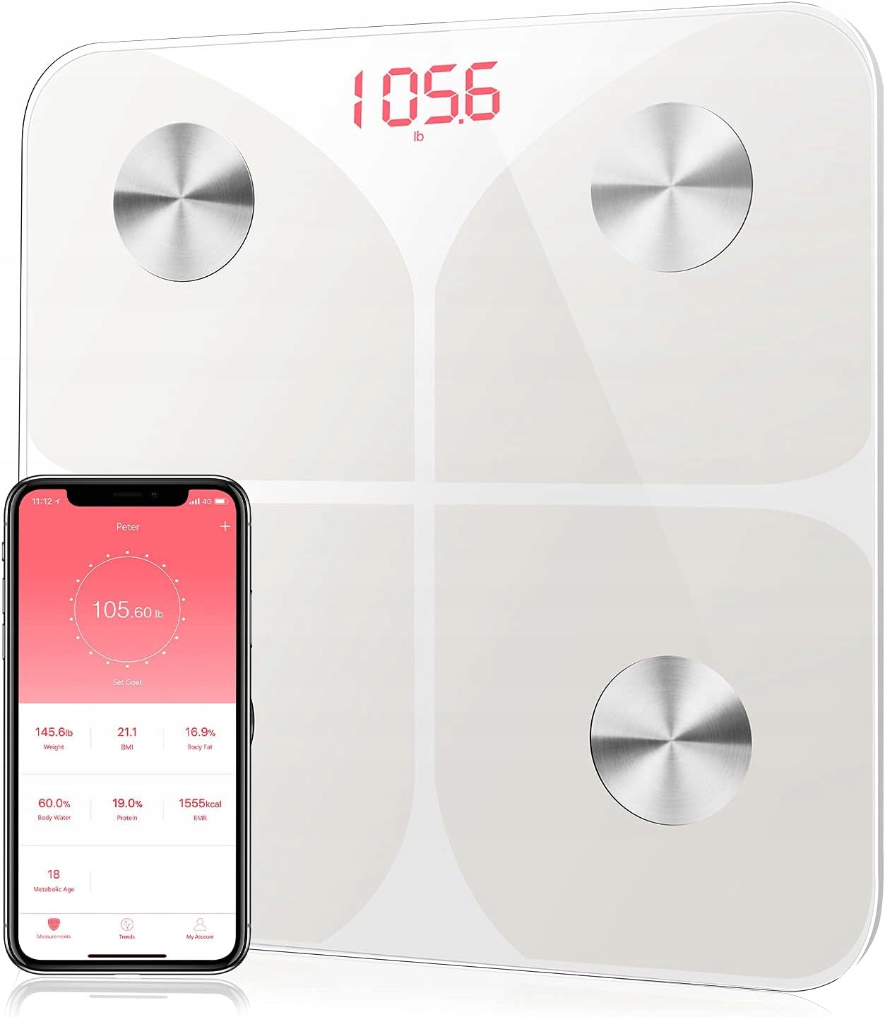 FLEYOND FG263LB BATHROOM SCALE ANALYTICAL DIAGNOSTIC WHITE BLUETOOTH