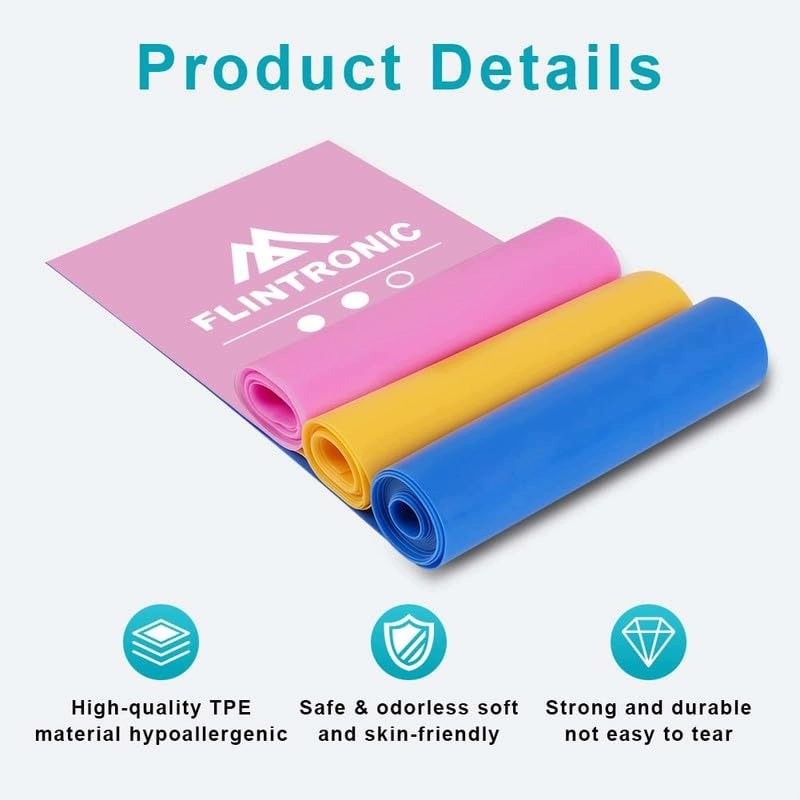 FLINTRONIC RESISTANCE BANDS FOR EXERCISE SET 3/4 PIECES ELASTIC TPE TAPES WITH Brand Flintronic