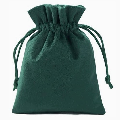 FLOCKED DRAWSTRING MATERIAL POUCHES FOR JEWELRY GIFTS 5 PCS