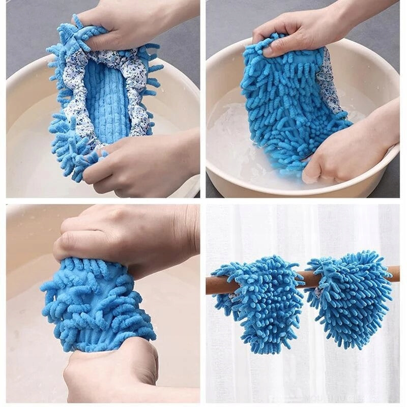 FLOOR CLEANING SLIPPERS WITH MOP COVERS SHOES MOP FOR CLEANING FLOOR Color blue