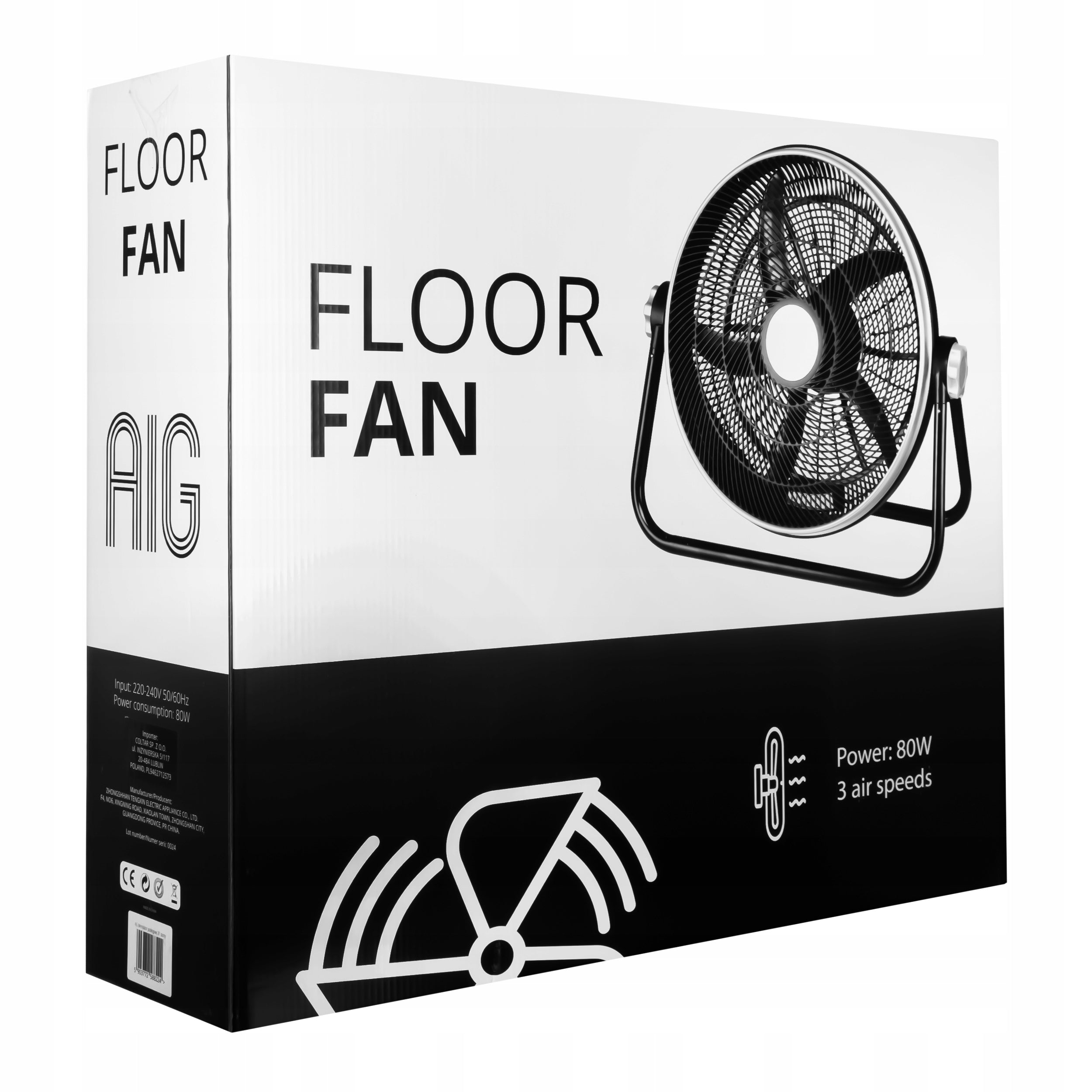 FLOOR FAN INDUSTRIAL CIRCULATOR FAN LARGE 50 CM AND STRONG 80W Manufacturer code KYT-50