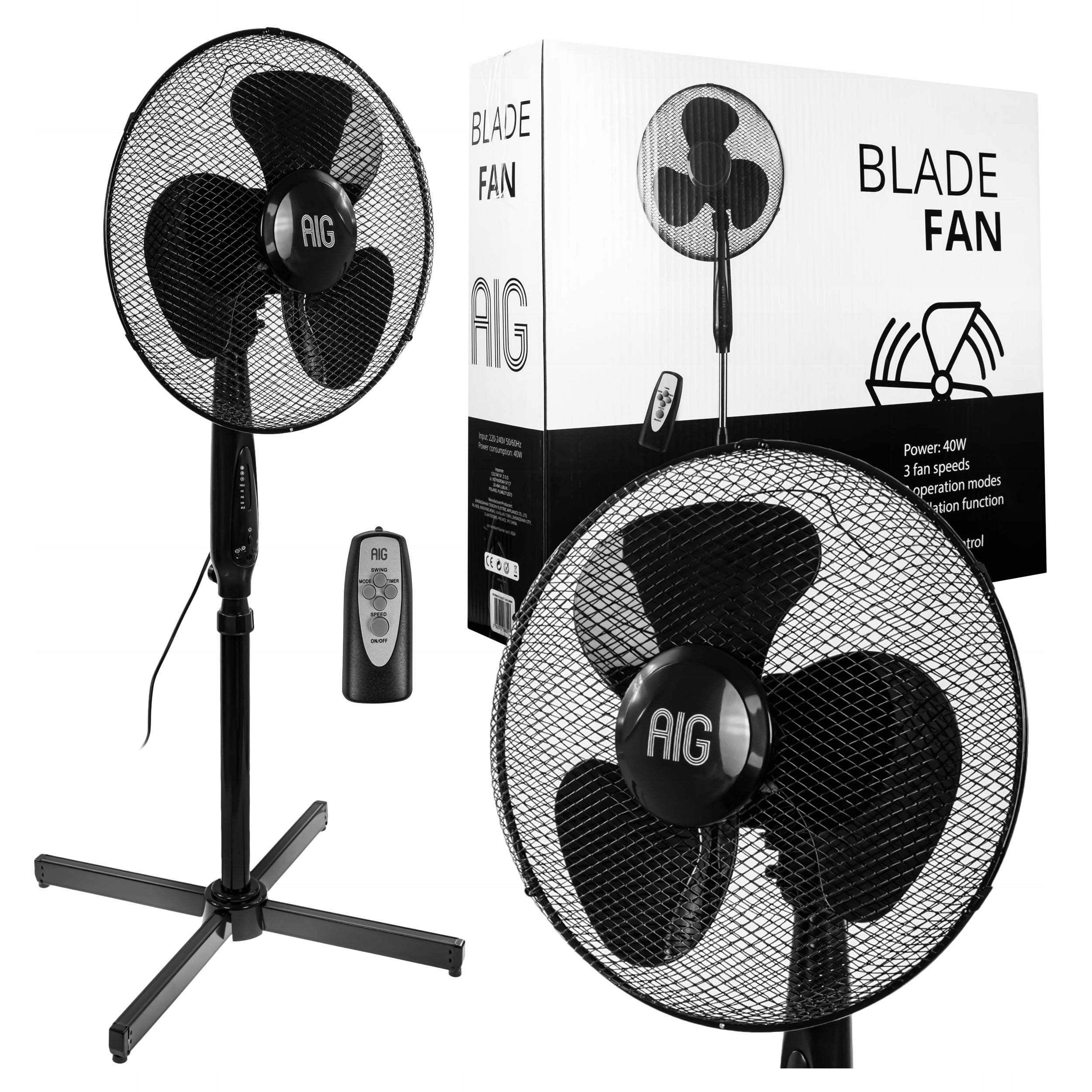 FLOOR FAN STANDING FAN QUIET STRONG ADJUSTABLE TIMER + REMOTE CONTROL