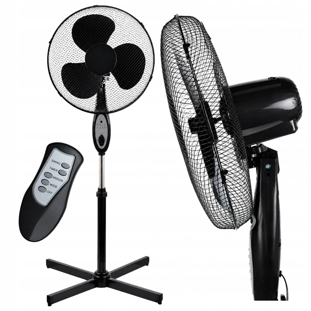FLOOR FAN black with remote control quiet and efficient operation POWERFUL fan