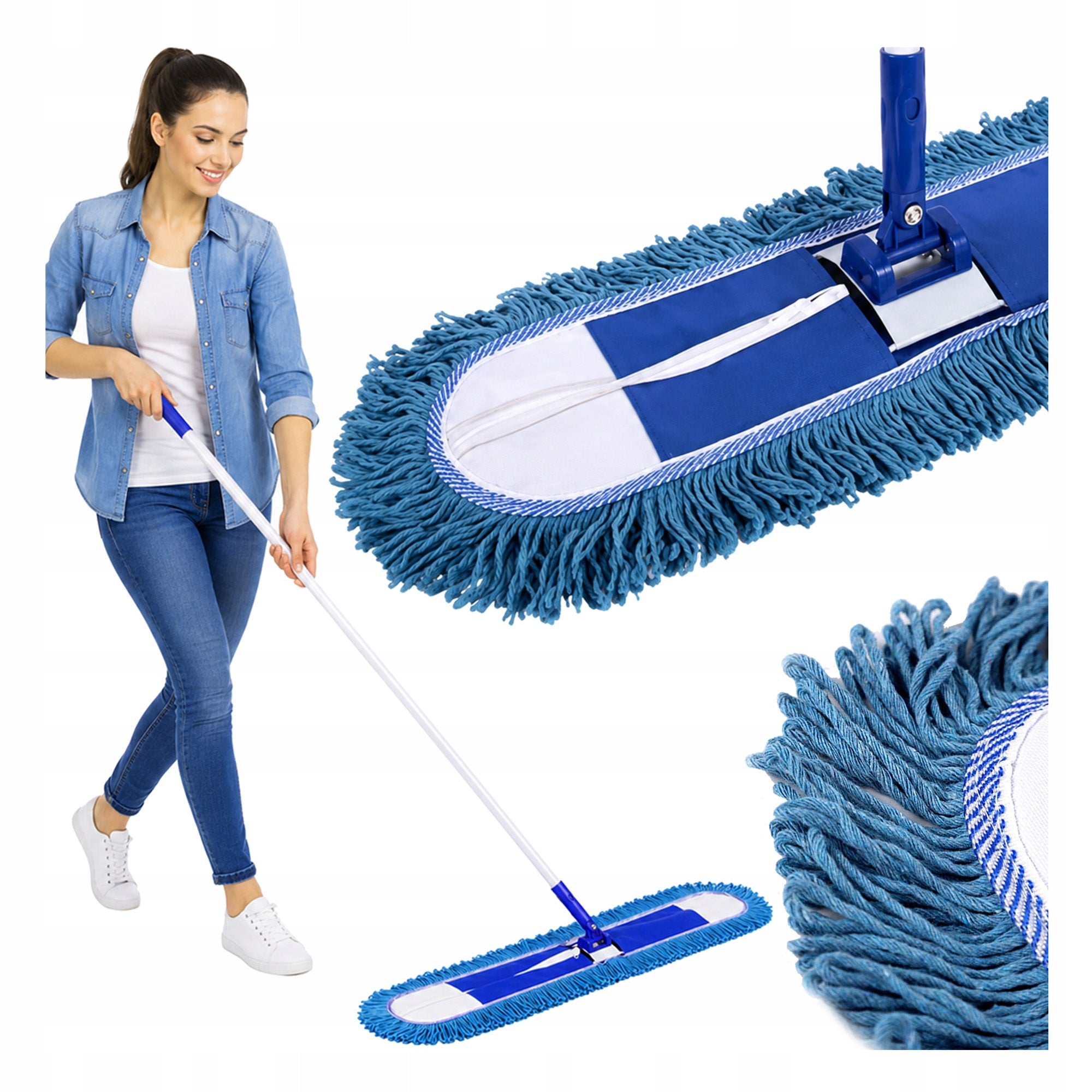 FLOOR MOP UNIVERSAL FLAT INDUSTRIAL 80CM FOR CLEANING ACRYLIC FLOORS