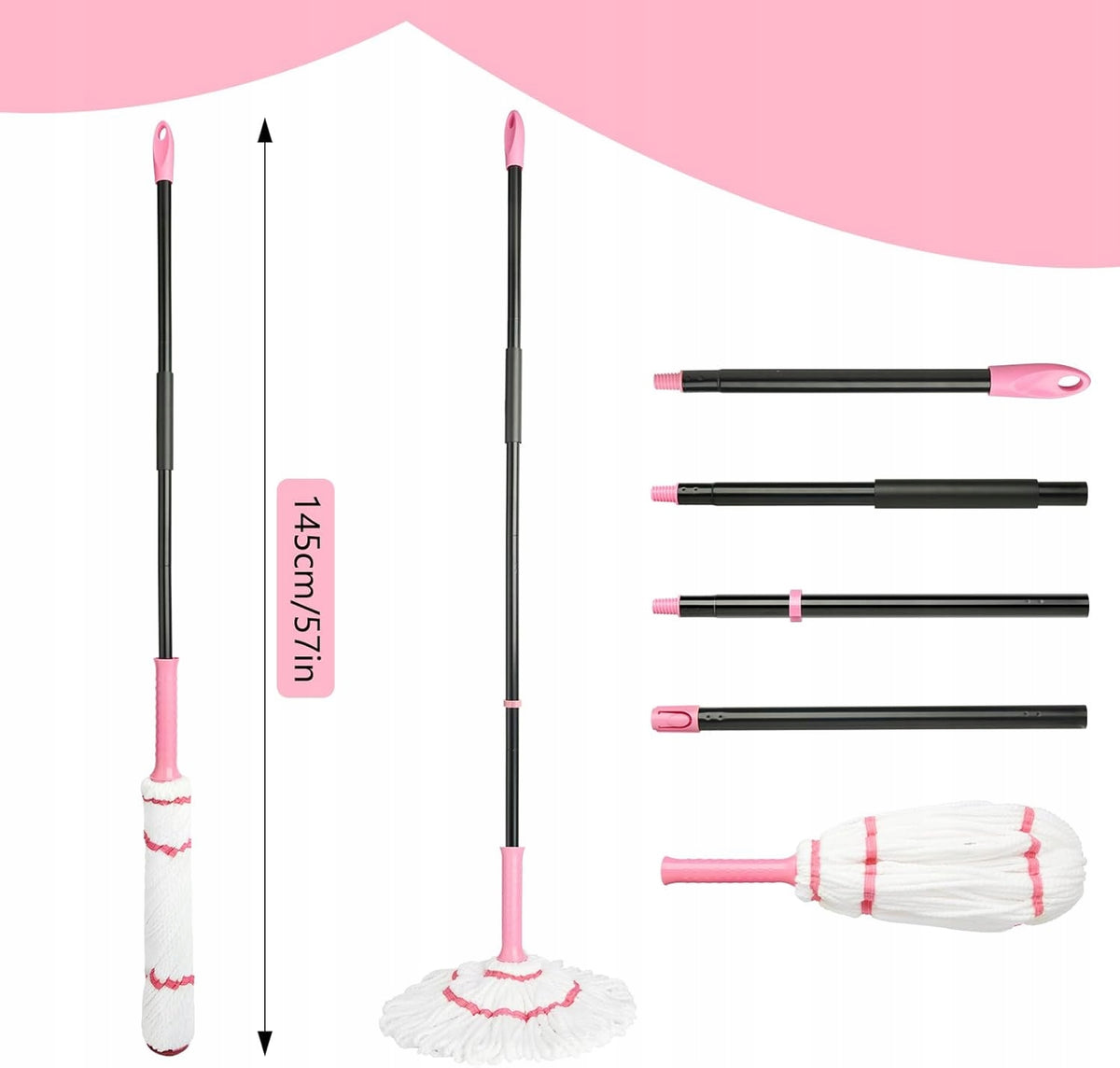 FLOOR MOP WITH UNSCREWING FUNCTION WITH EXCEPTIONAL SUCTION POWER AT HOME Manufacturer code MOP PODŁOGOWY SAMOWYCISKAJĄCY DO CZYSZCZENIA
