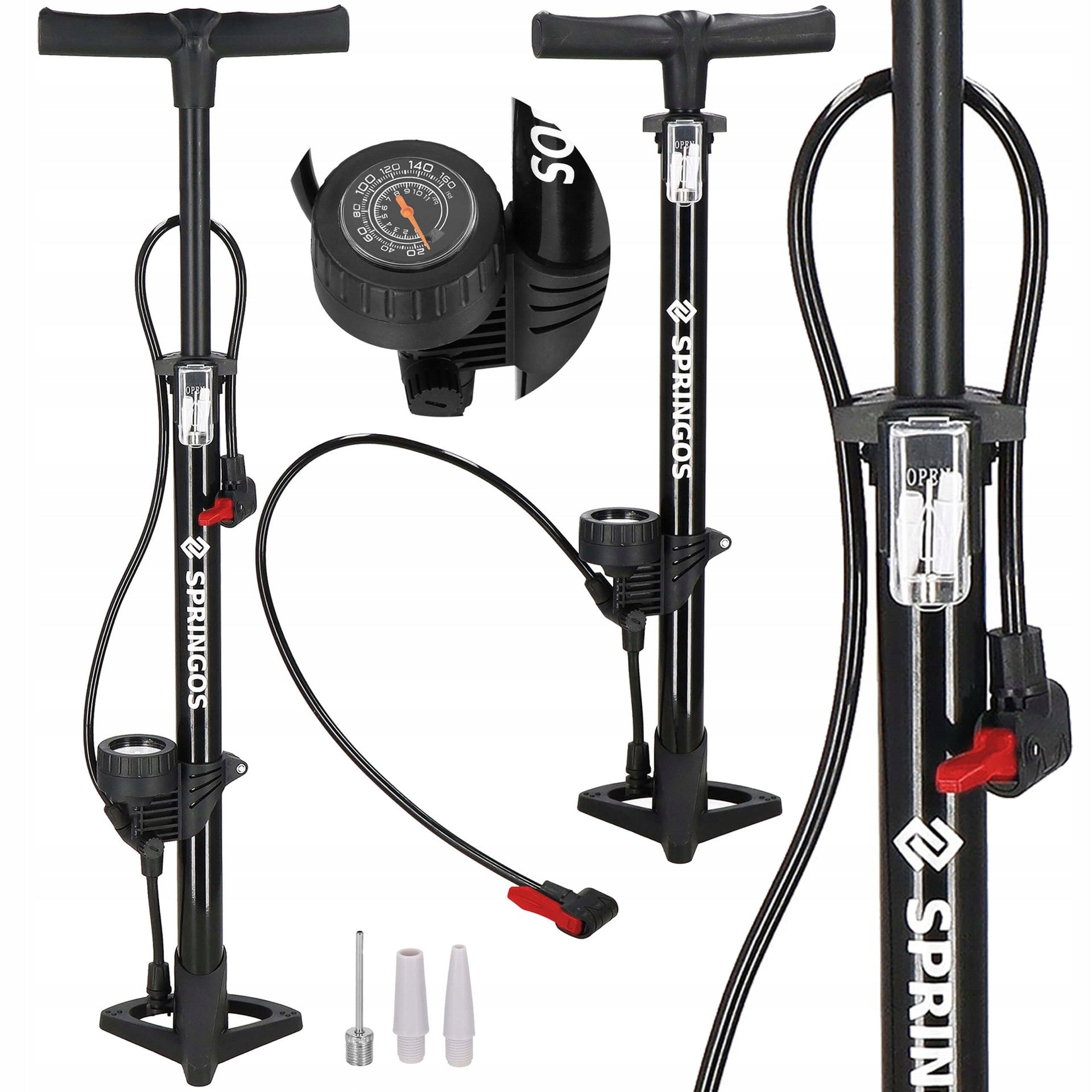 FLOOR PUMP FOR BICYCLE WITH PRESSURE GAUGE FOR BICYCLE BALLS MANUAL STRONG Packaging status original