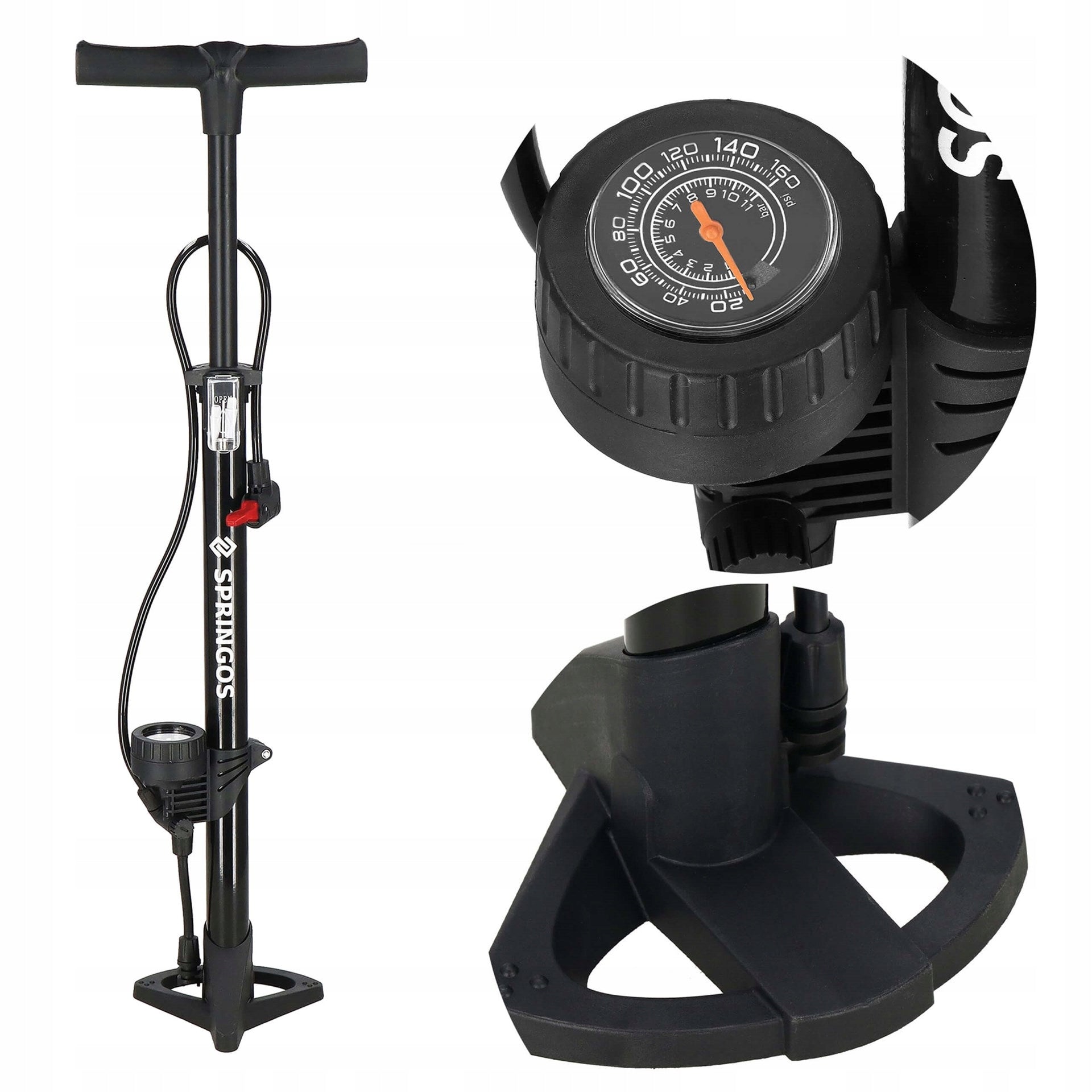 FLOOR PUMP FOR BICYCLE WITH PRESSURE GAUGE FOR BICYCLE BALLS MANUAL STRONG