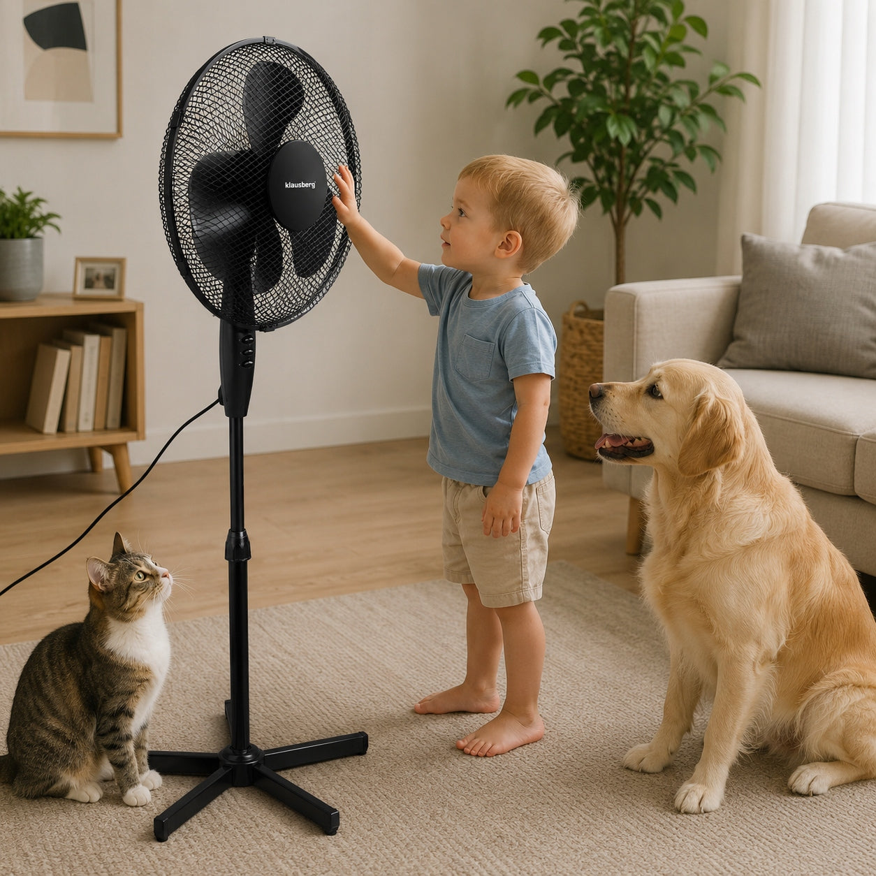 FLOOR STANDING FAN FOR HOME WORK QUIET SOLID STRONG 50W Brand Klausberg