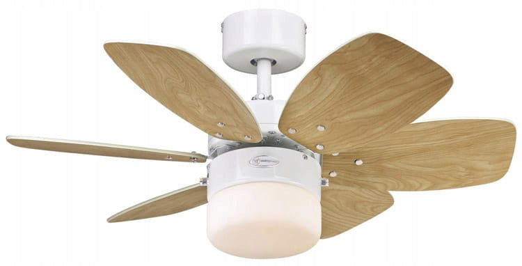 FLORA ROYALE Ceiling Fan White/Maple - 76cm | Small Fan for Kitchen Manufacturer code 72424