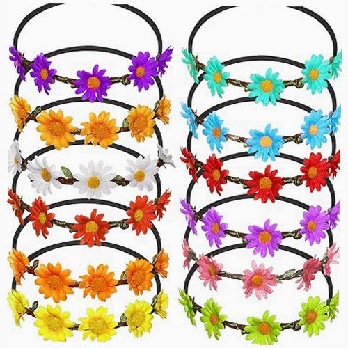 FLOWER HEADBAND BOHO GARLAND WREATH FOR WOMEN GIRLS 12 PCS