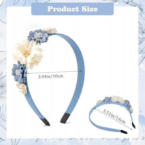 FLOWER HEADBAND WOMEN BLUE WHITE ROSE ELEGANT GIFT Manufacturer code Bez marki