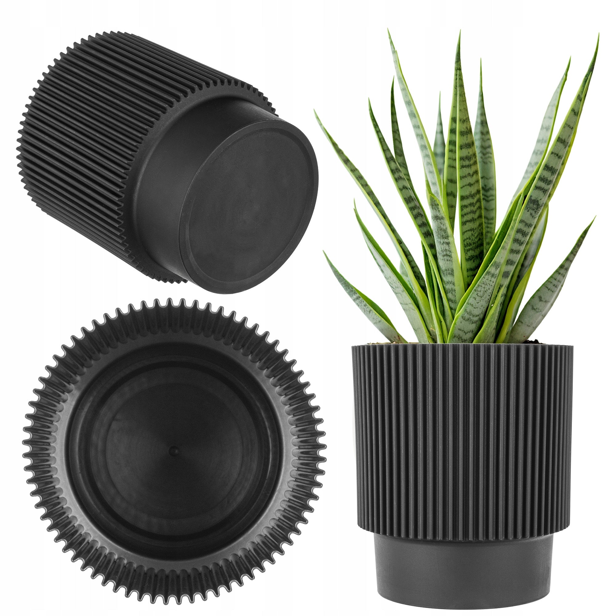 FLOWER POT 15cm PLANT COVER FLOWERBED PLASTIC BLACK