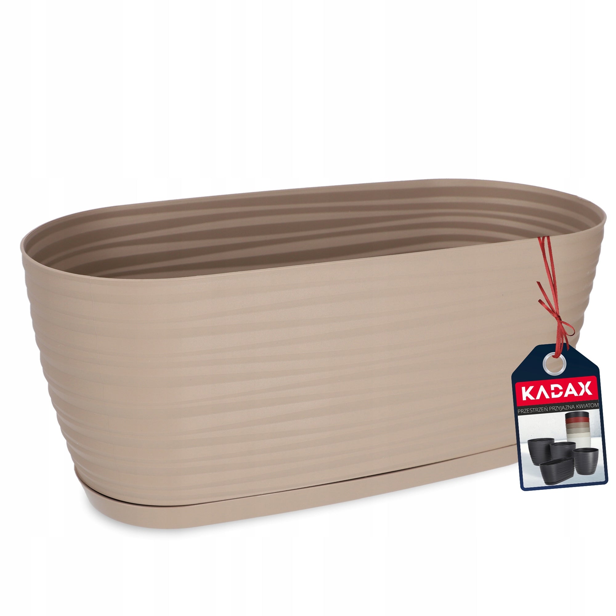 FLOWER POT 27cm OVAL COVER PLASTIC FLOWER STAND BEIGE Color beige