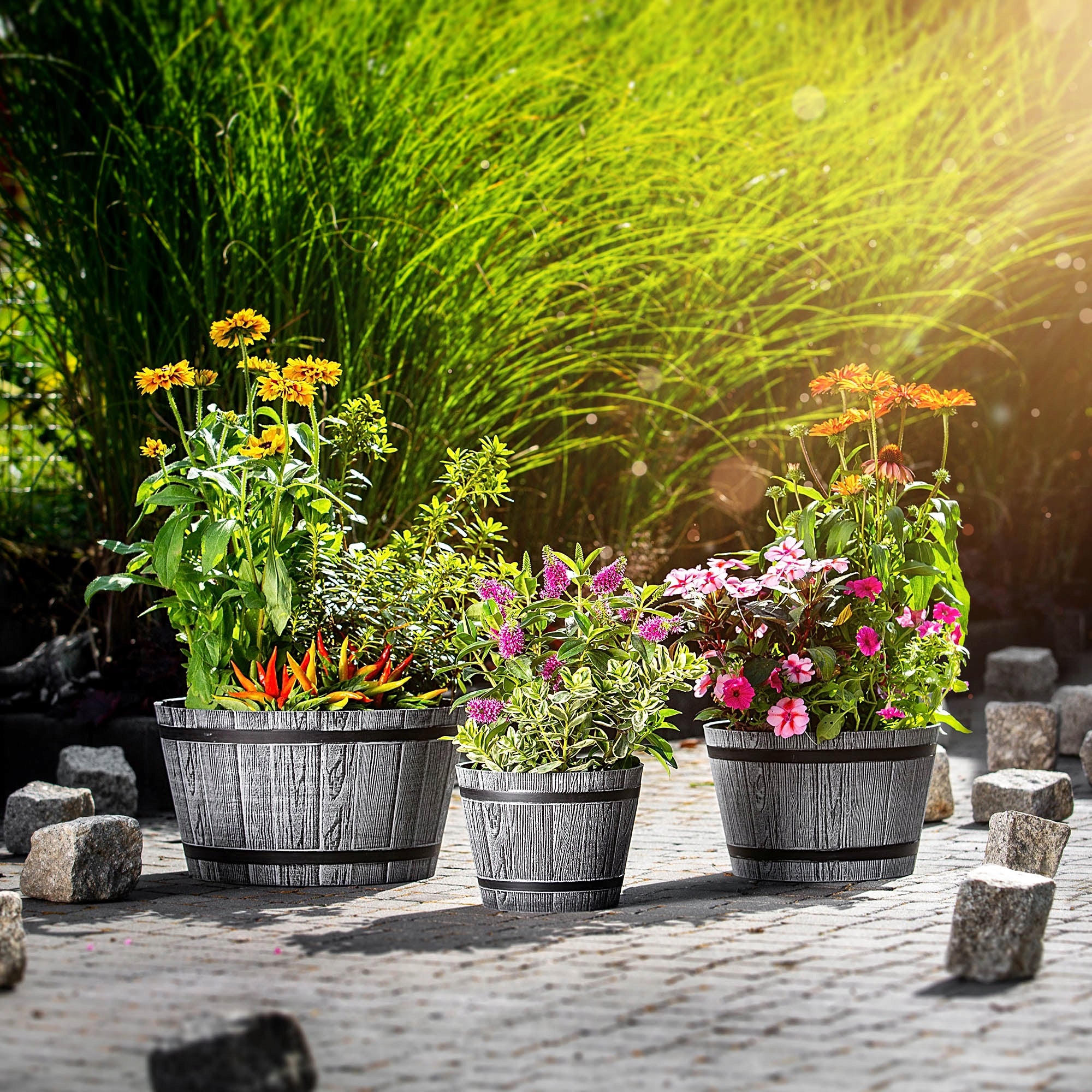FLOWER POT 30cm GARDEN COVER ROUND FLOWERBED PLASTIC Material synthetic material