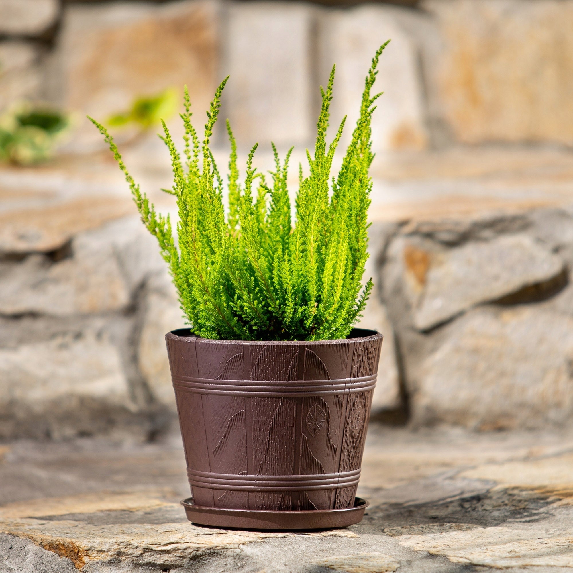 FLOWER POT 34cm WOOD-LIKE PLASTIC FLOWER POT Brand Kadax