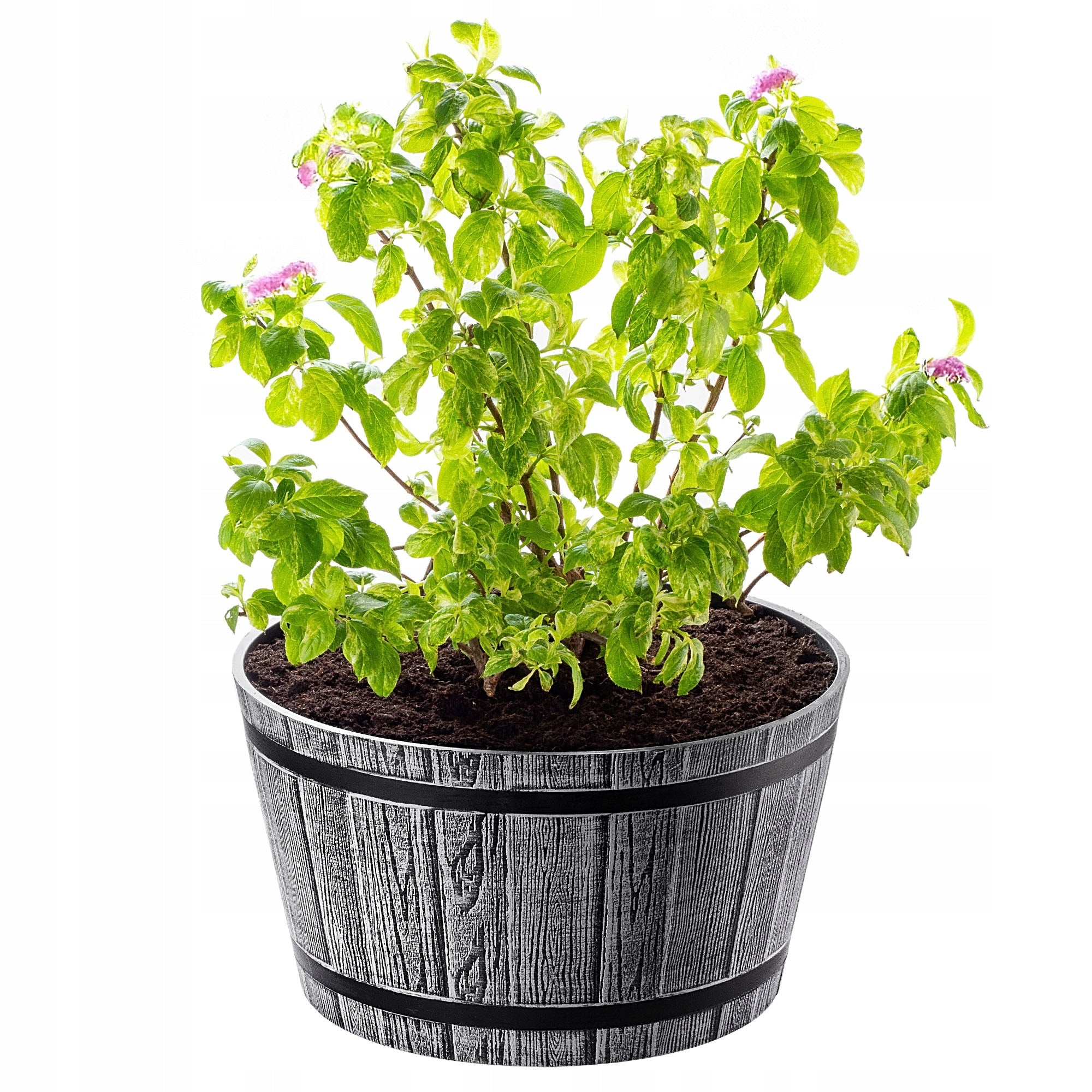 FLOWER POT 40cm GARDEN COVER ROUND PLASTIC FLOWERBED Color gray