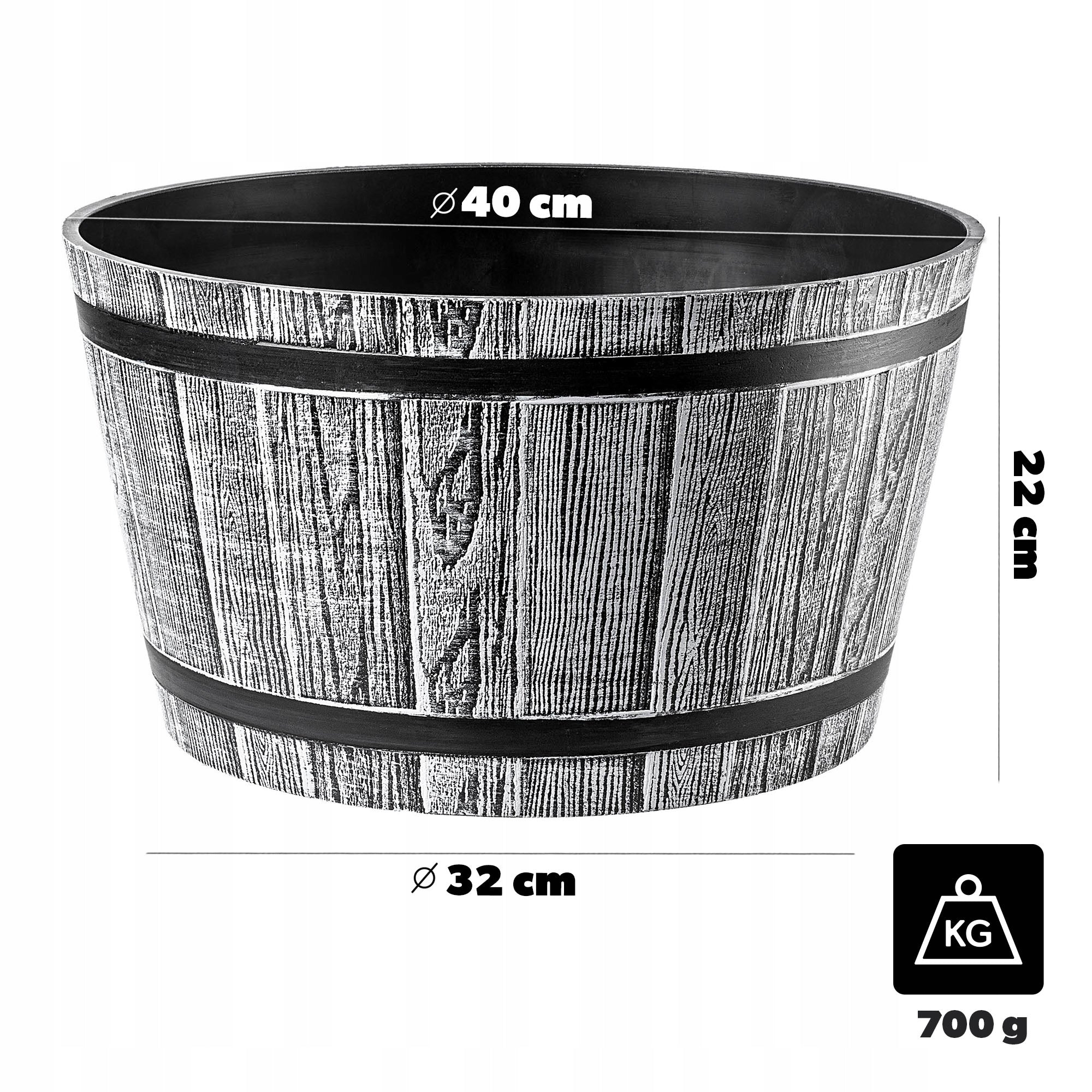 FLOWER POT 40cm GARDEN COVER ROUND PLASTIC FLOWERBED Manufacturer code K904_1