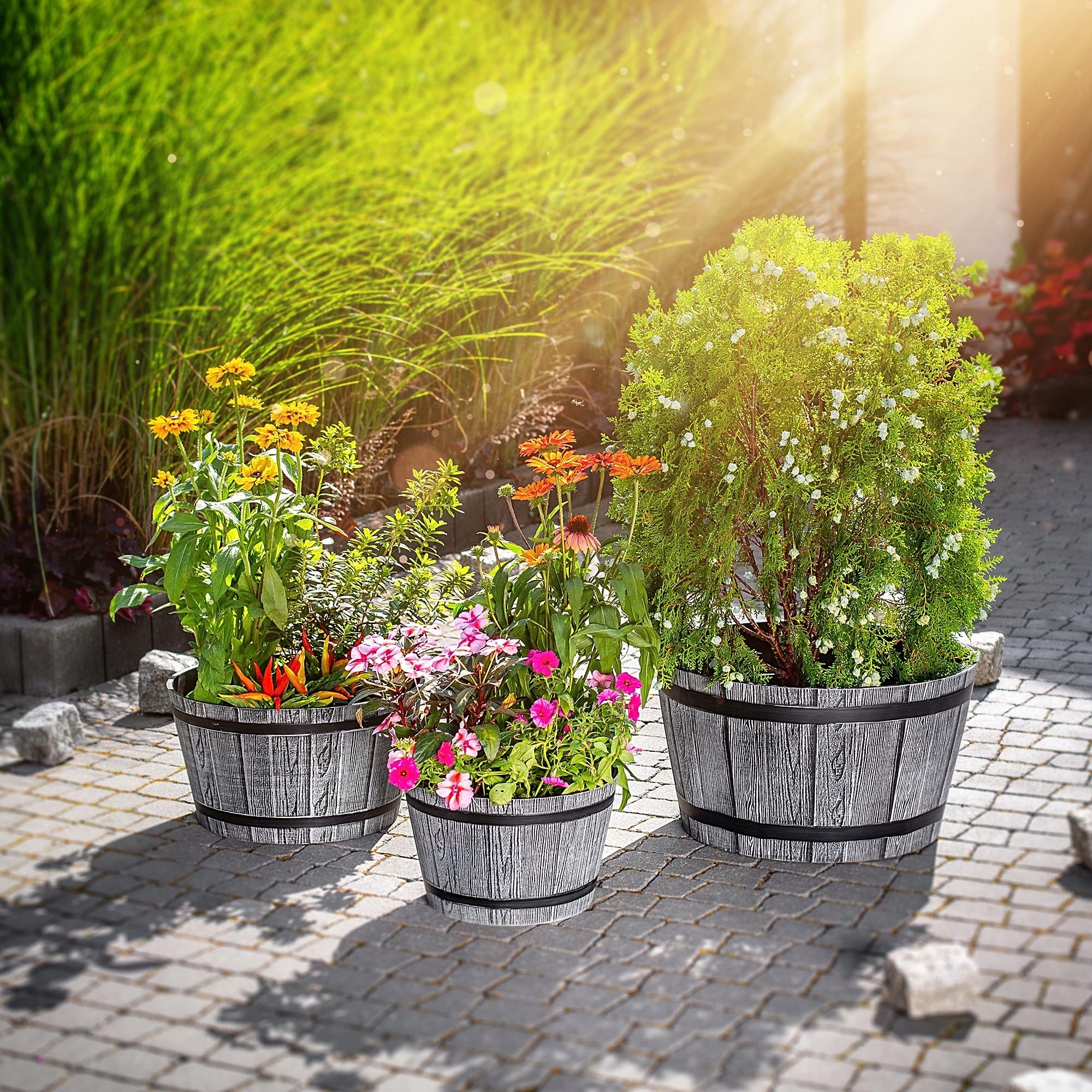 FLOWER POT 40cm GARDEN COVER ROUND PLASTIC FLOWERBED Material synthetic material
