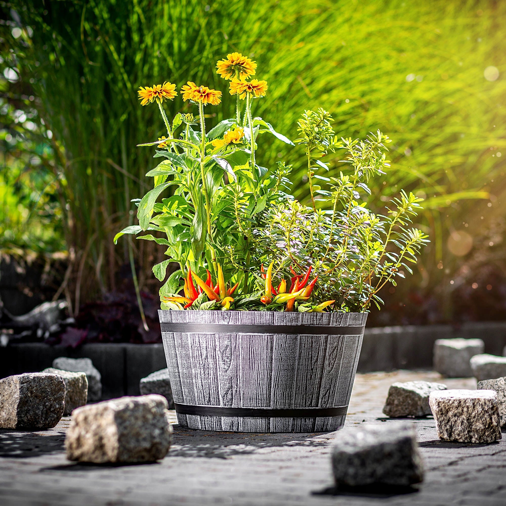 FLOWER POT 40cm GARDEN COVER ROUND PLASTIC FLOWERBED Packaging status original