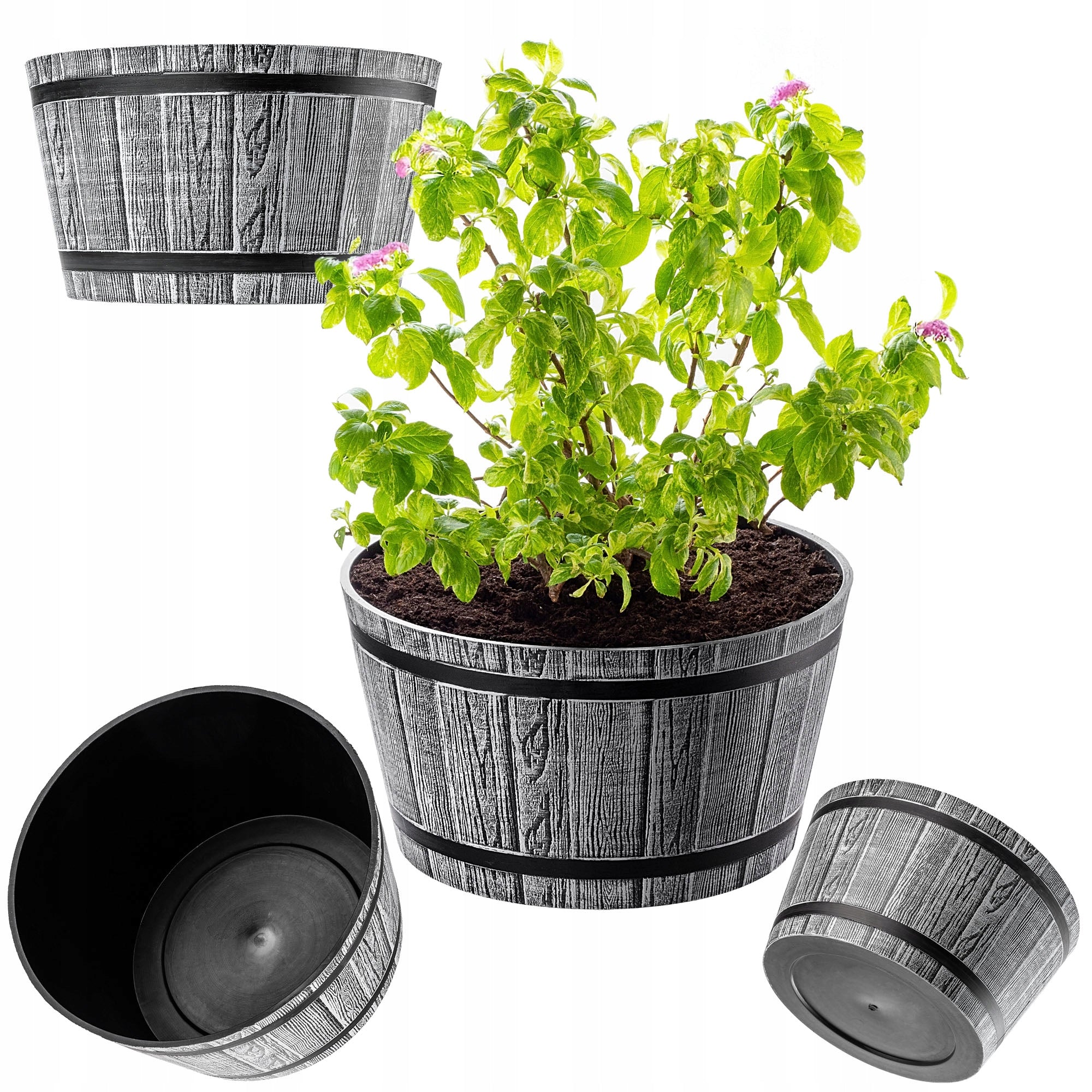 FLOWER POT 40cm GARDEN COVER ROUND PLASTIC FLOWERBED