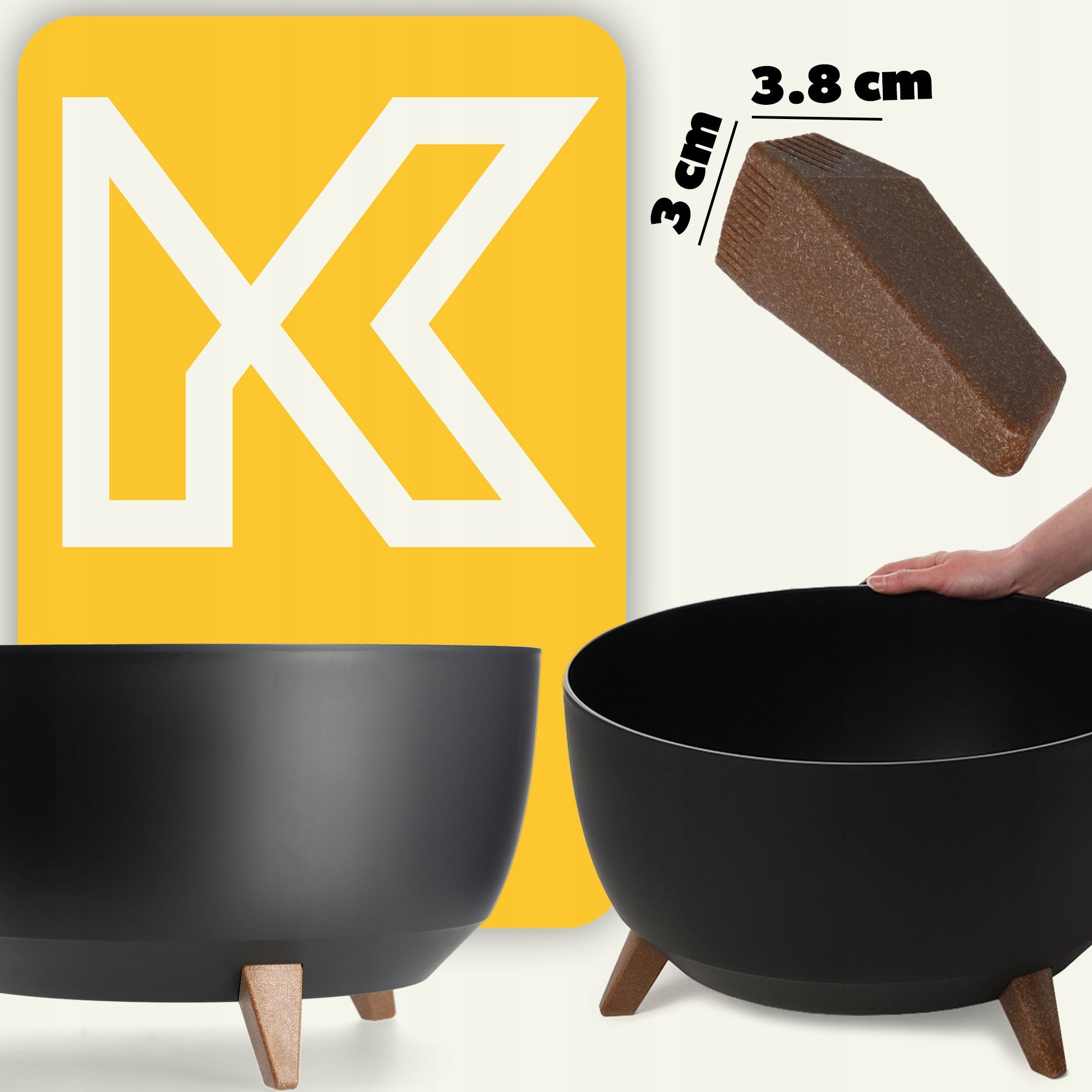 FLOWER POT 47 cm COVER + INSERT LEGS FLOWER STAND BLACK Packaging status original