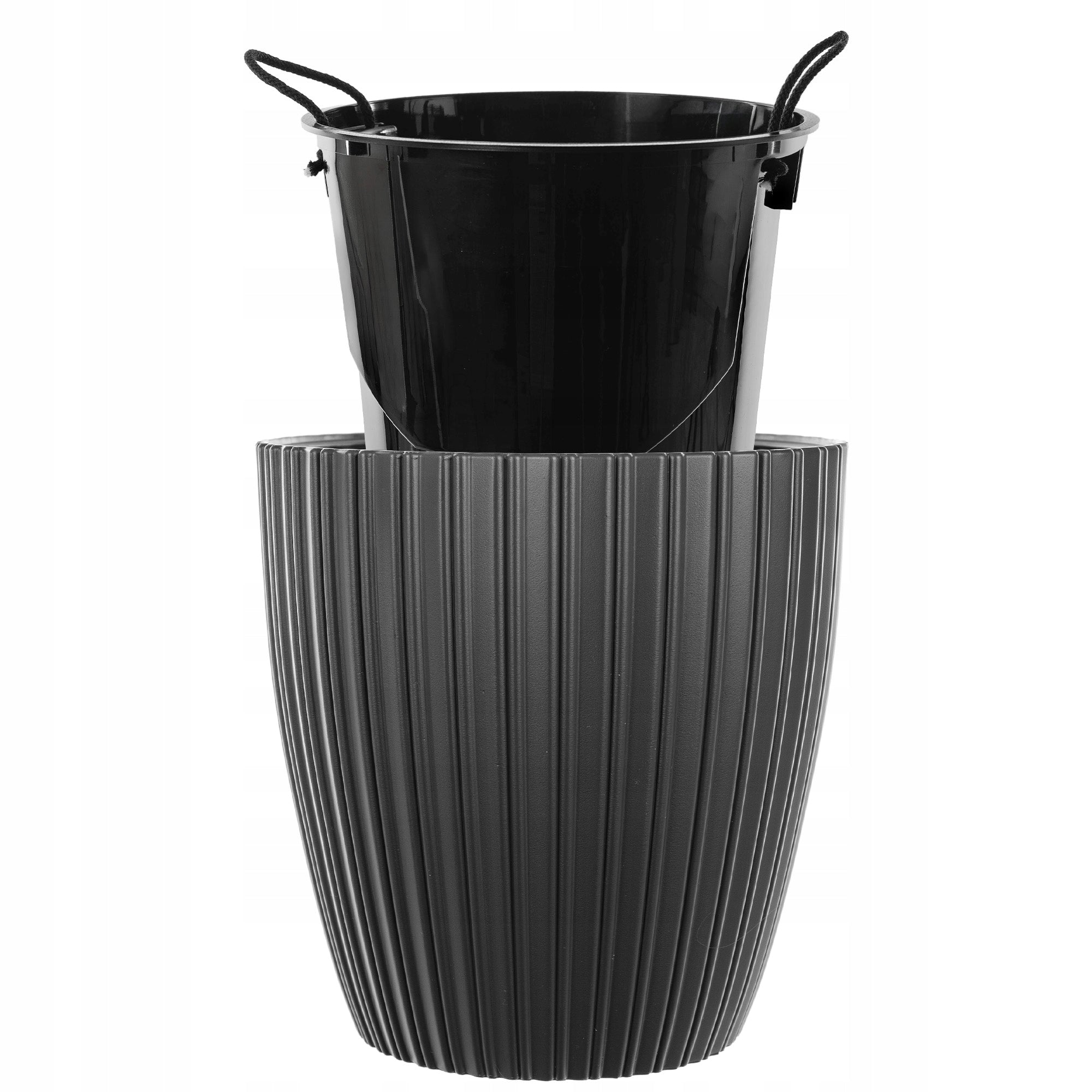 FLOWER POT 50cm COVER WITH CARTRIDGE FLOWERBED ANTHRACITE PLASTIC Product height 50 cm
