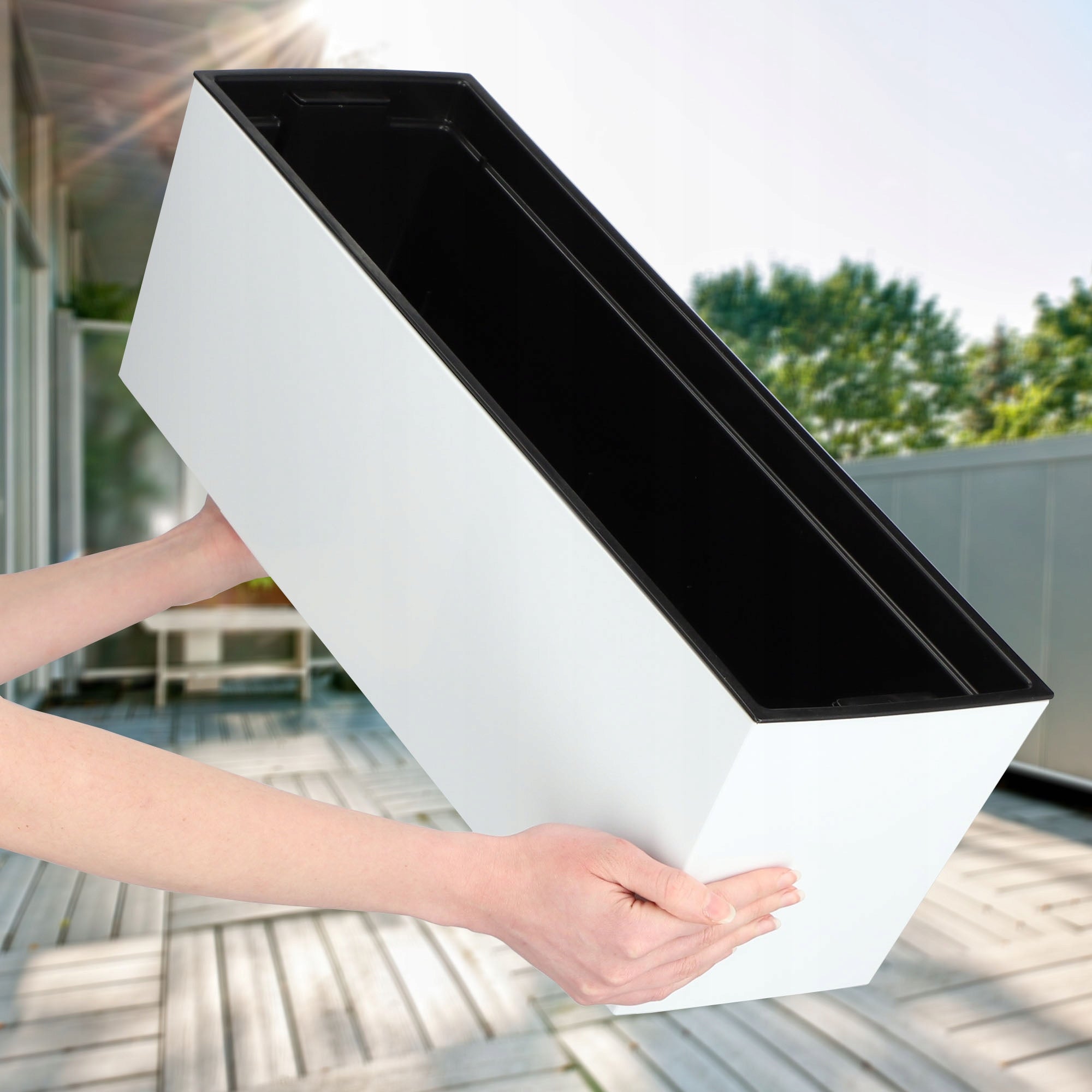 FLOWER POT BALCONY BOX WITH CARTRIDGE FLOWERBED 19x56cm + HANDLES Length 56 cm