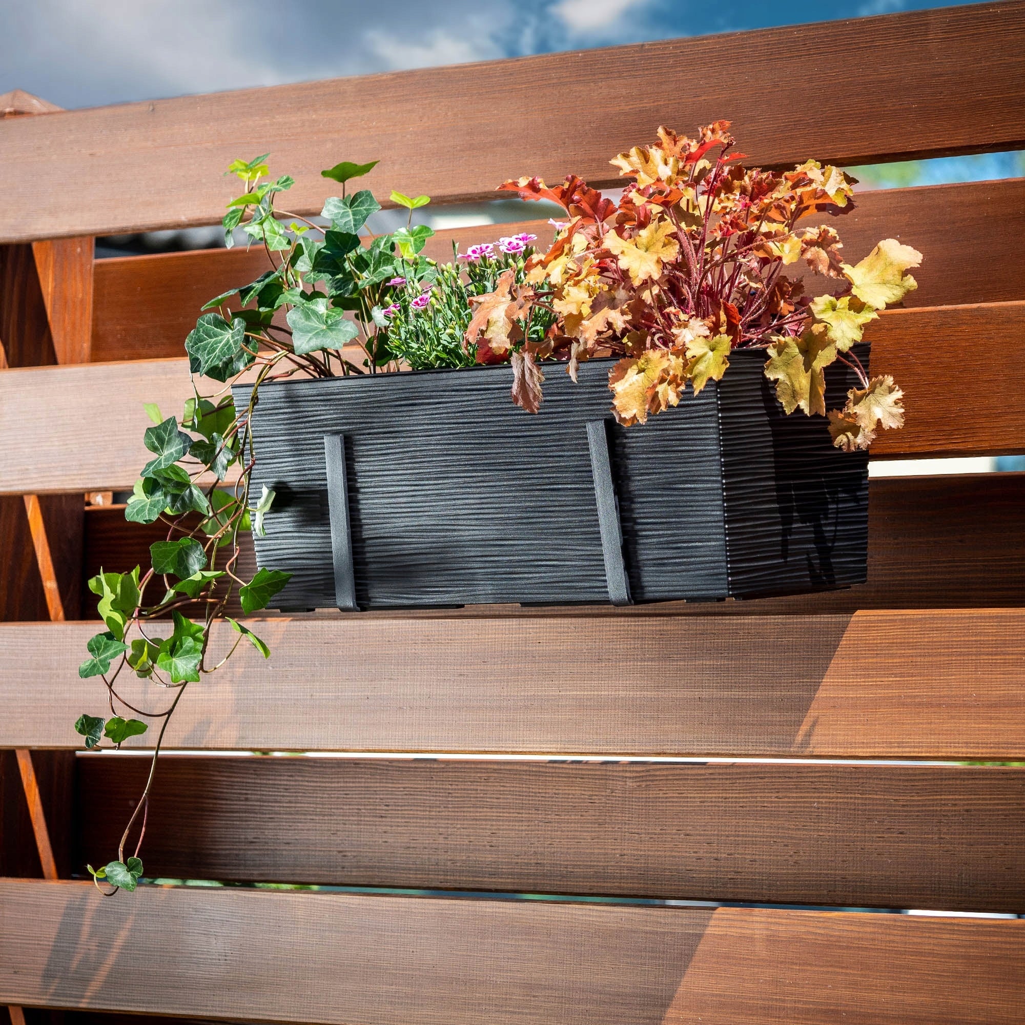 FLOWER POT BALCONY BOX WITH CARTRIDGE FLOWERBED 19x56cm + HANDLES Manufacturer code K3858