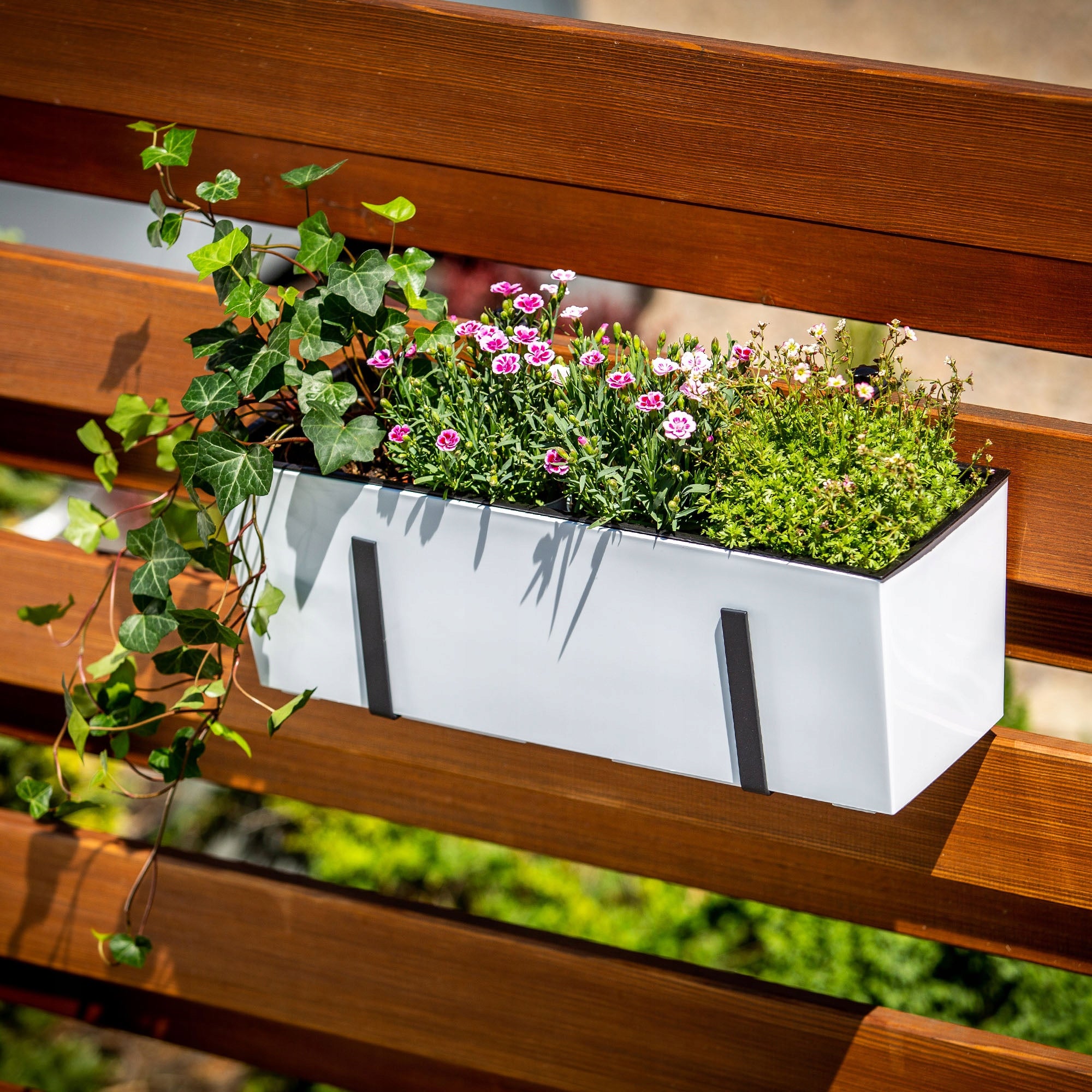 FLOWER POT BALCONY BOX WITH CARTRIDGE FLOWERBED 19x56cm + HANDLES Packaging status original