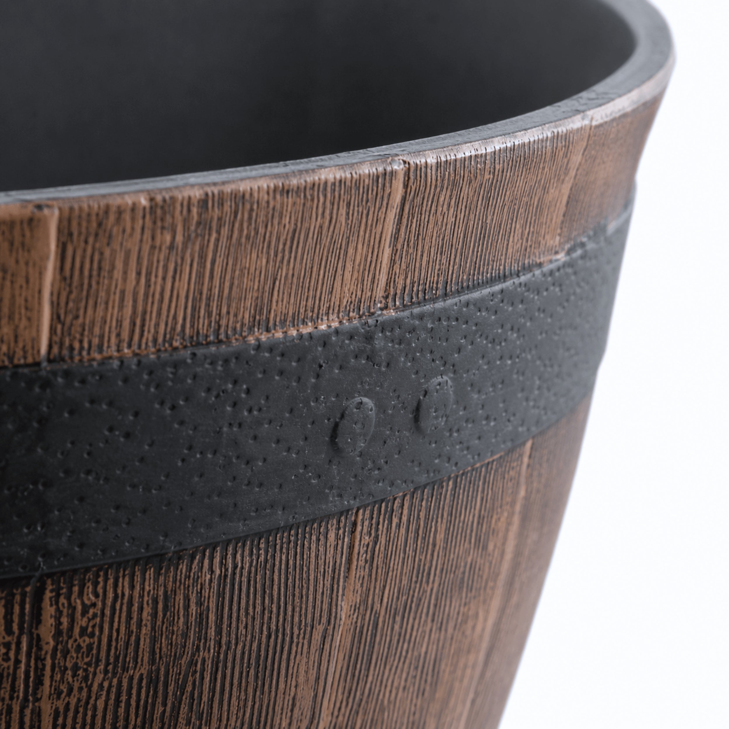 FLOWER POT BARREL PLANTER TERRACE BALCONY WOOD EFFECT 50x32cm 45L FOR FLOWERS Material synthetic material