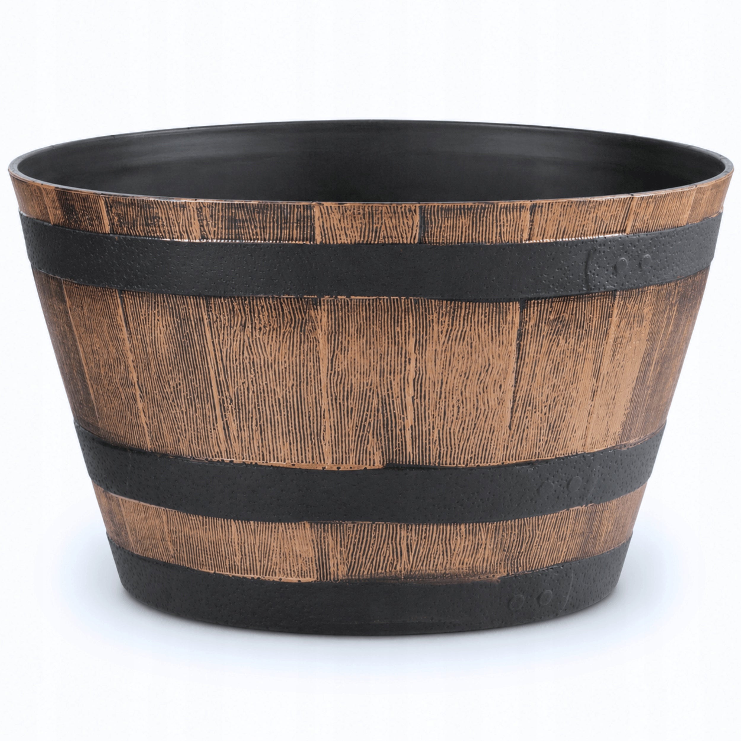 FLOWER POT BARREL PLANTER TERRACE BALCONY WOOD EFFECT 50x32cm 45L FOR FLOWERS Packaging status original