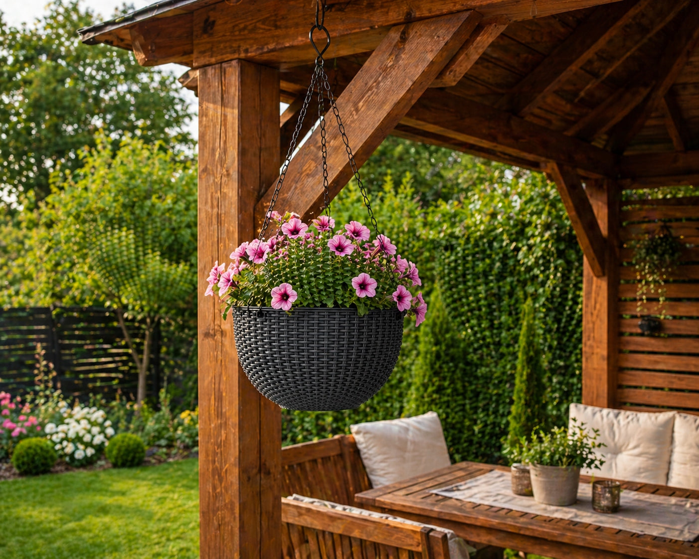 FLOWER POT FLOWERBED ELEGANT FOR BALCONY TERRACE ANTHRACITE 26cm Product width 26 cm
