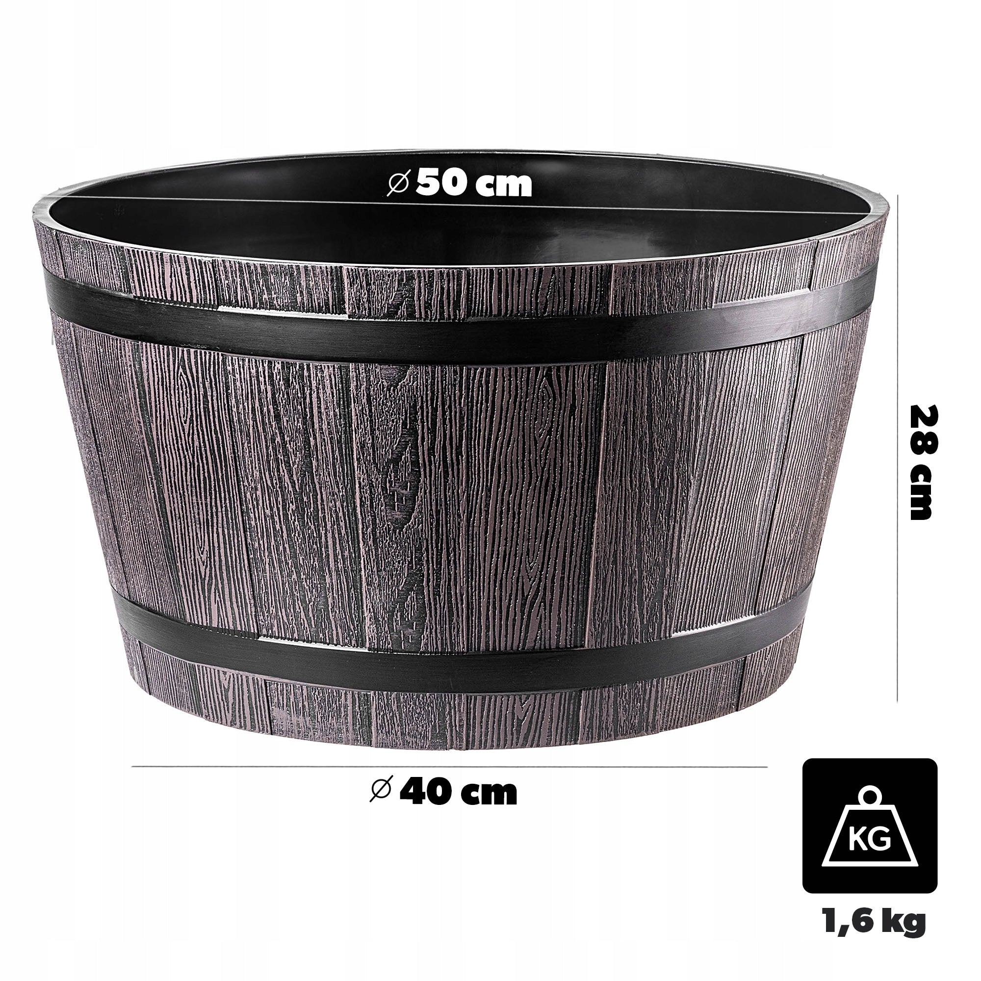 FLOWER POT GARDEN PLANTER 50cm LARGE FOR TERRACE FLOWERS COVER FLOWERBED ROUND Manufacturer code K11436