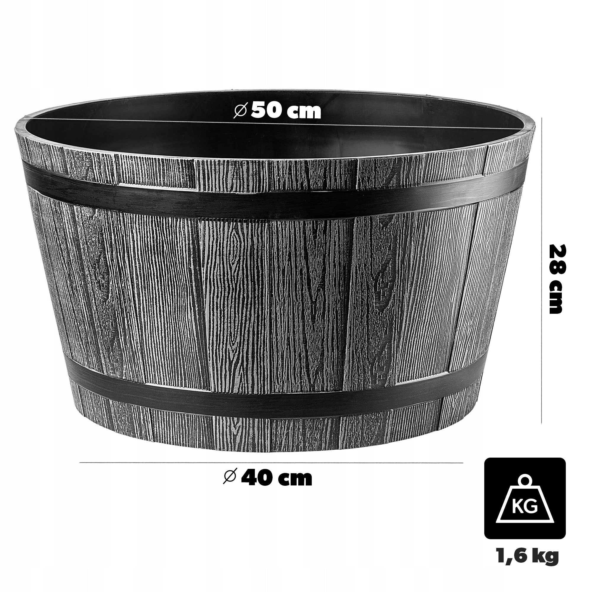 FLOWER POT GARDEN PLANTER LARGE FOR TERRACE FLOWERS 50cm COVER FLOWERBED ROUND Material synthetic material