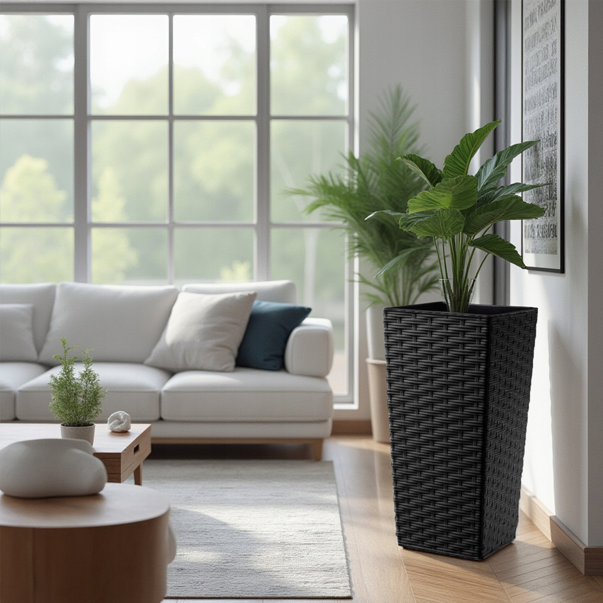 FLOWER POT GARDEN PLANTER WITH FLOWER INSERT LARGE HIGH 24x47 cm BLACK Packaging status original