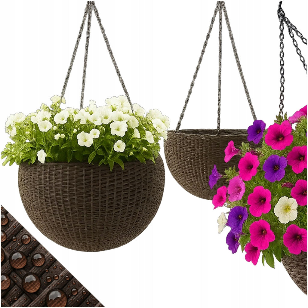 FLOWER POT HANGING FLOWERBED BALCONY TERRACE ELEGANT IMITATION RATTAN